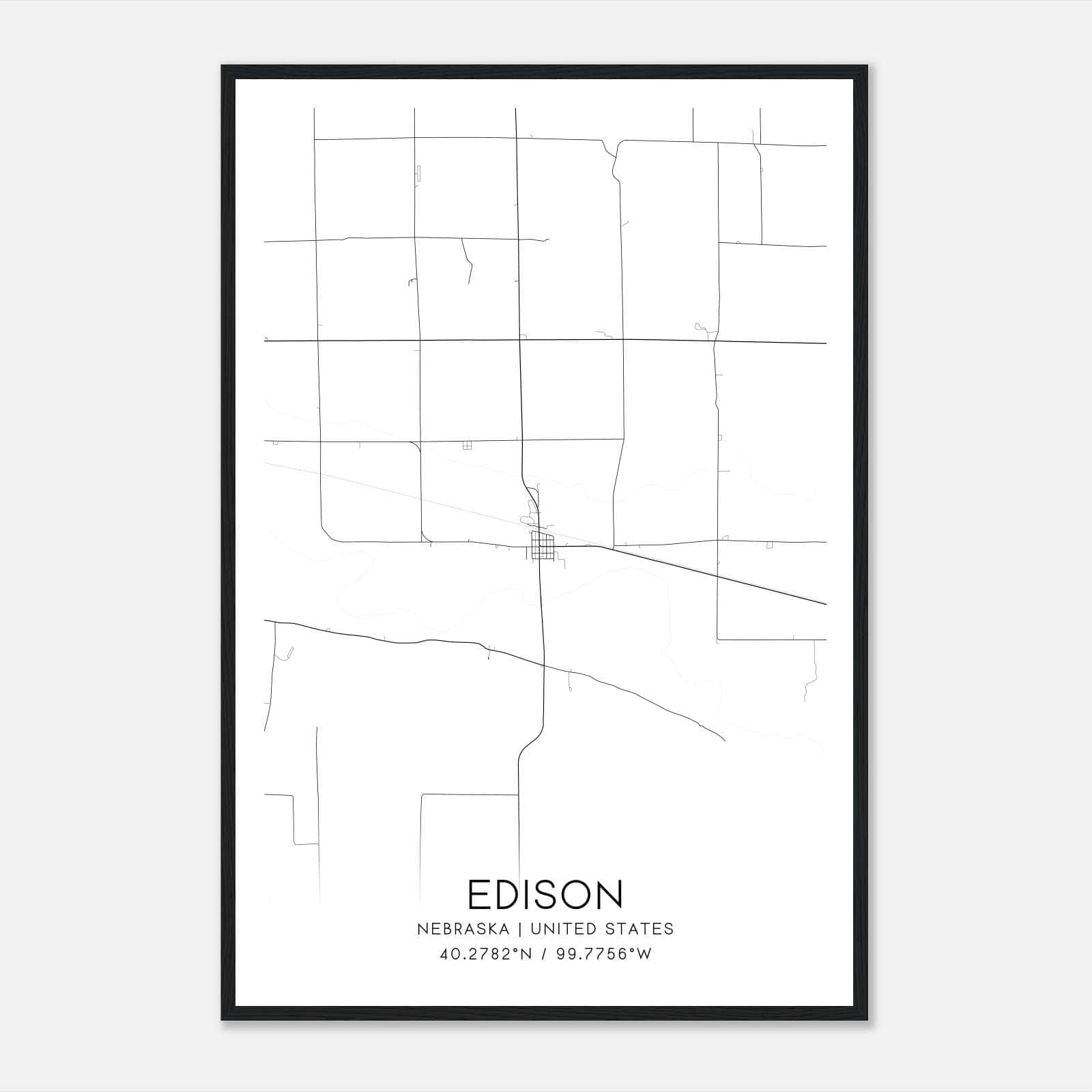 Edison Nebraska Map Poster, Modern Home Decor Wall Art Print Edison Nebraska Map Poster, Modern Home Decor Wall Art Print
