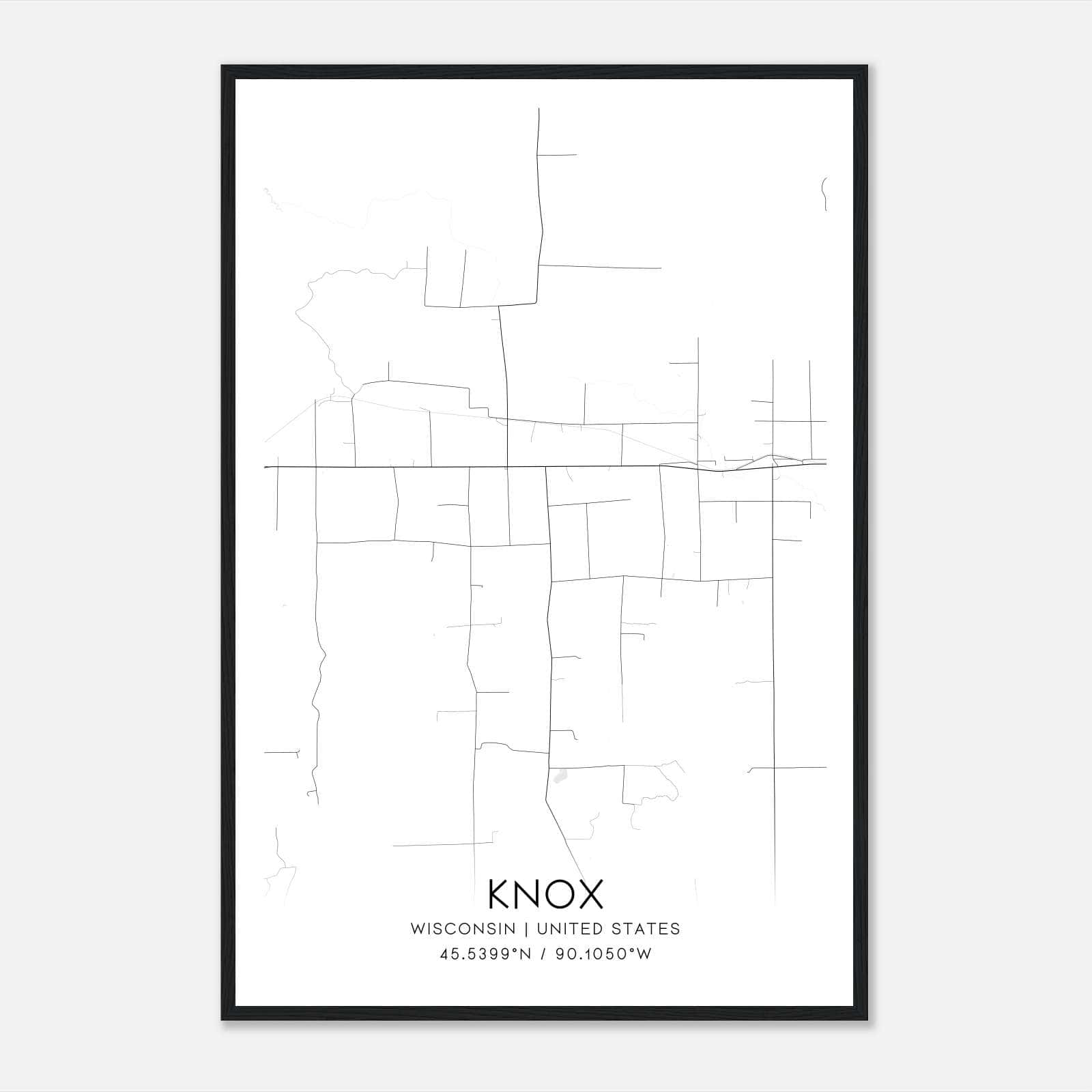 Knox Wisconsin Map Poster, Modern Home Decor Wall Art Print Knox Wisconsin Map Poster, Modern Home Decor Wall Art Print