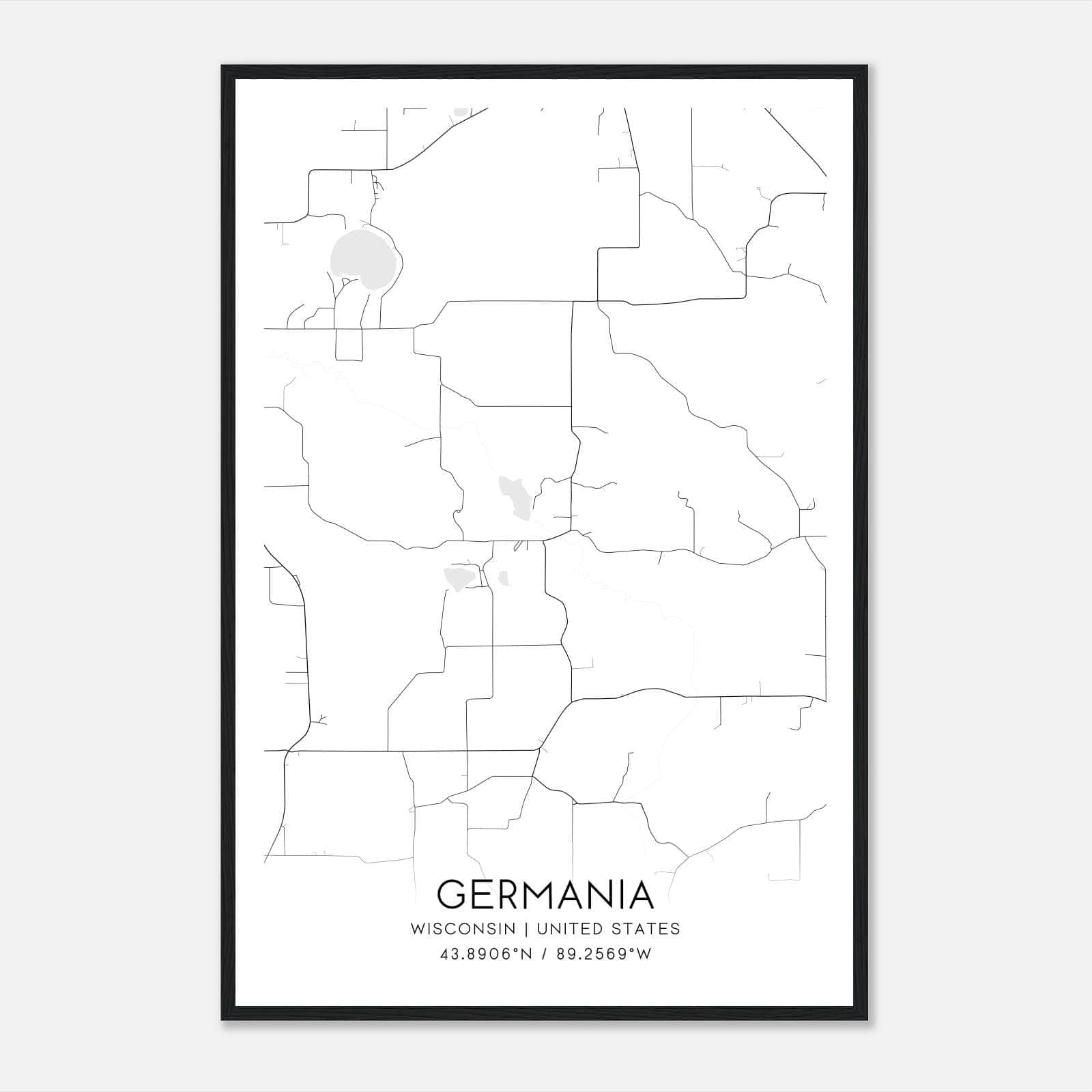 Germania Wisconsin Map Poster, Modern Home Decor Wall Art Print Germania Wisconsin Map Poster, Modern Home Decor Wall Art Print