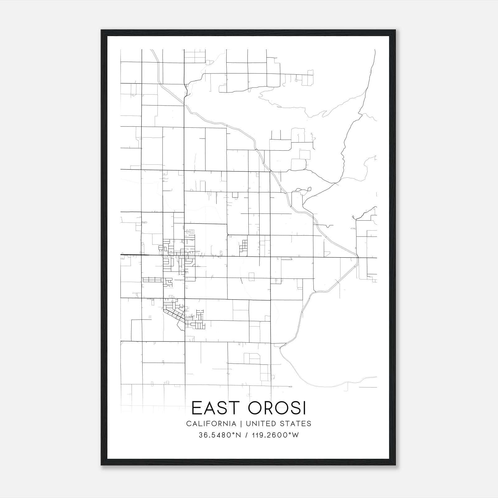 East Orosi California Map Poster, Modern Home Decor Wall Art Print East Orosi California Map Poster, Modern Home Decor Wall Art Print
