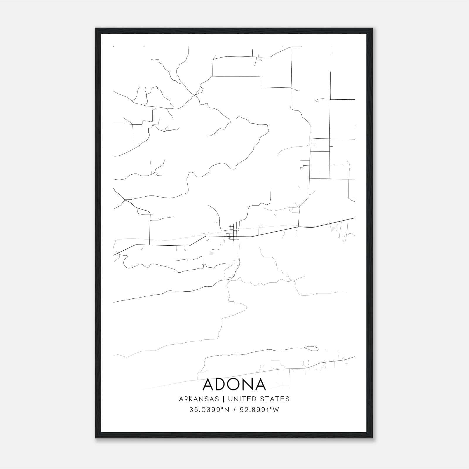 Adona Arkansas Map Poster, Modern Home Decor Wall Art Print Adona Arkansas Map Poster, Modern Home Decor Wall Art Print