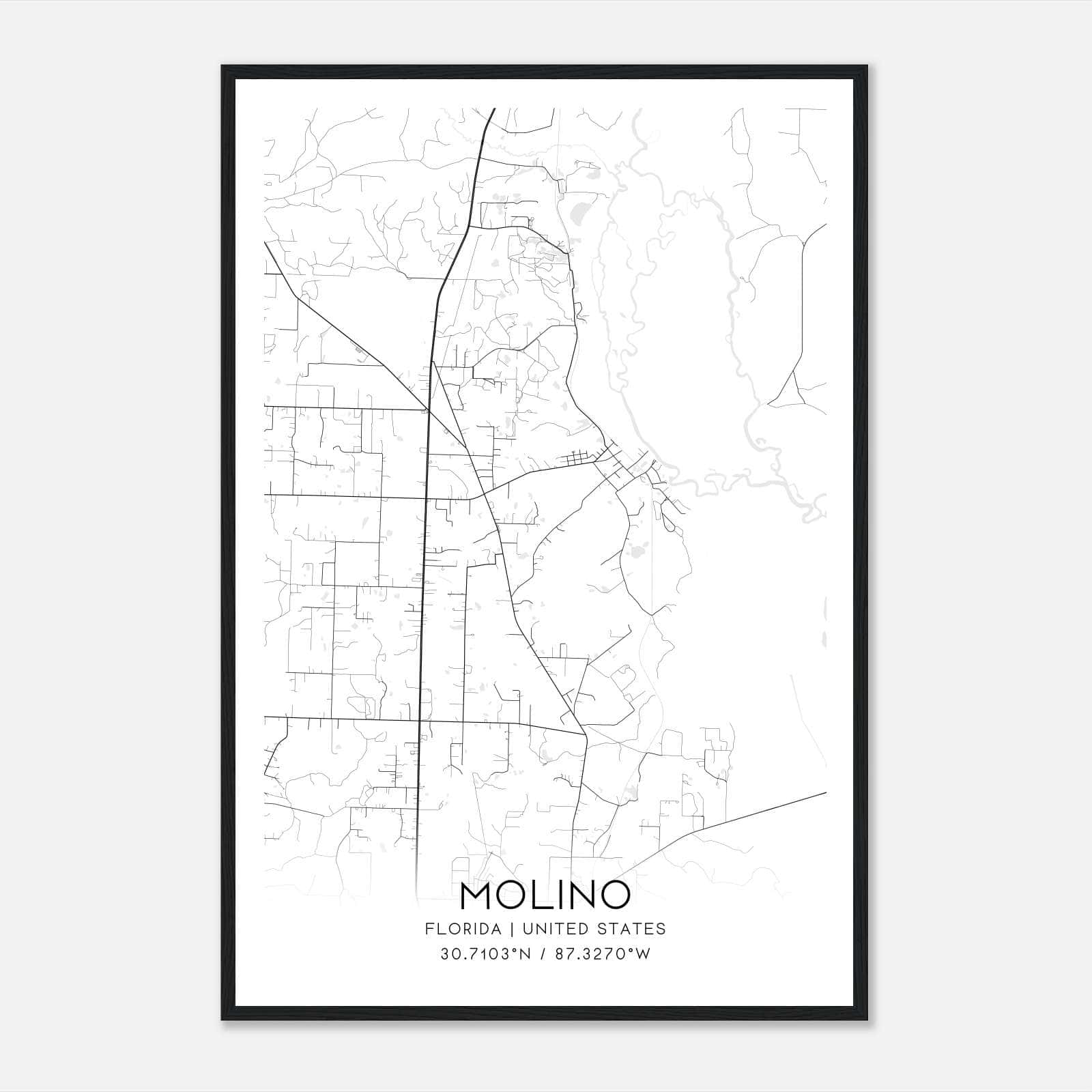 Molino Florida Map Poster, Modern Home Decor Wall Art Print Molino Florida Map Poster, Modern Home Decor Wall Art Print
