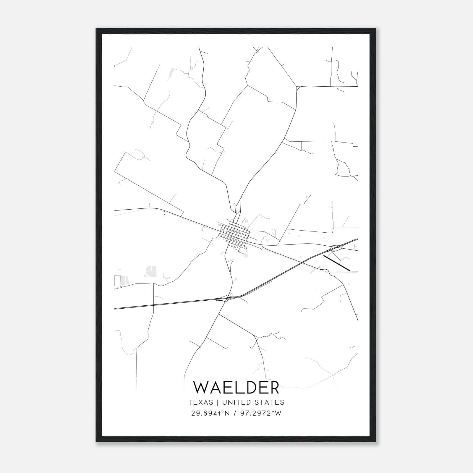 Waelder Texas Map Poster, Modern Home Decor Wall Art Print Waelder Texas Map Poster, Modern Home Decor Wall Art Print