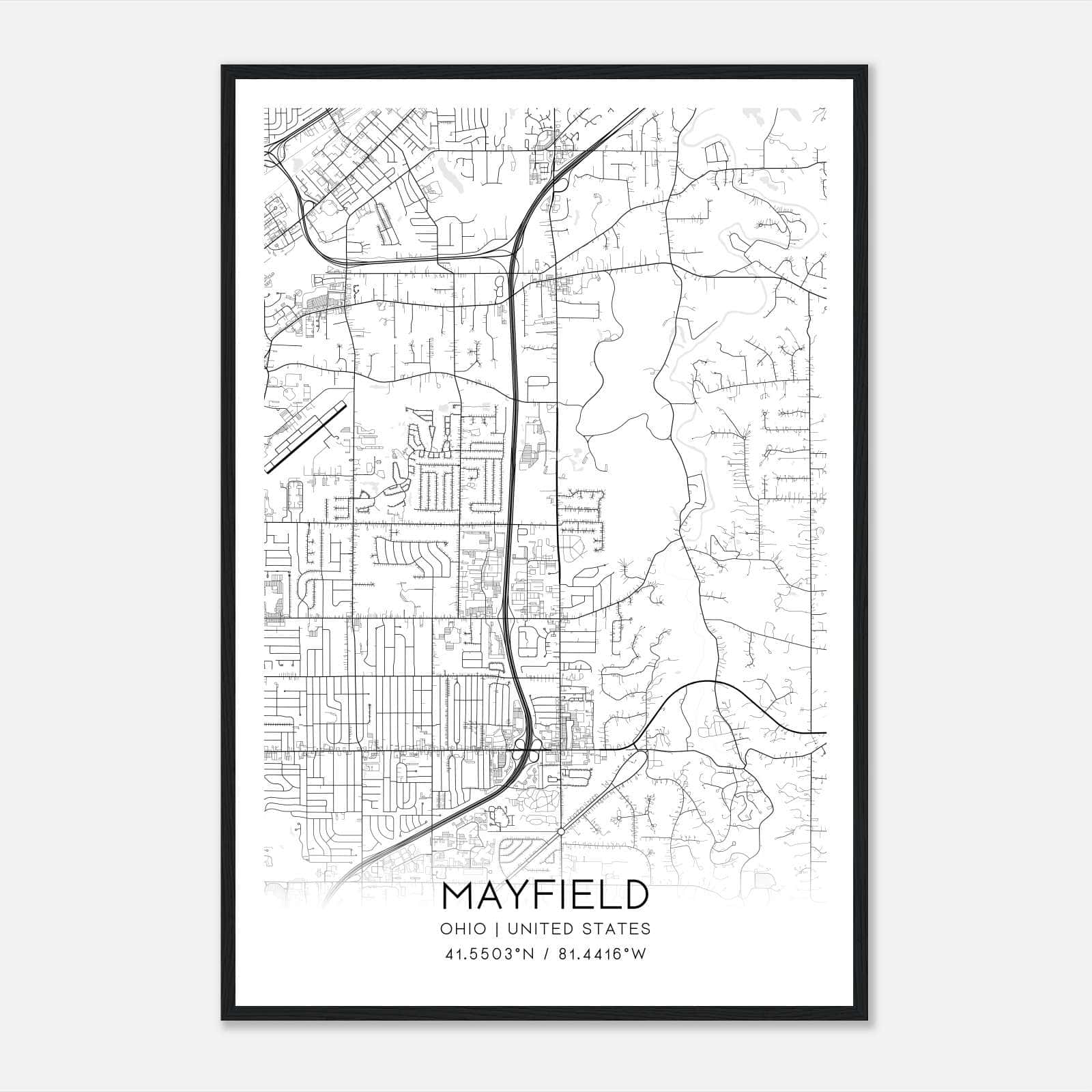 Mayfield Ohio Map Poster, Modern Home Decor Wall Art Print Mayfield Ohio Map Poster, Modern Home Decor Wall Art Print