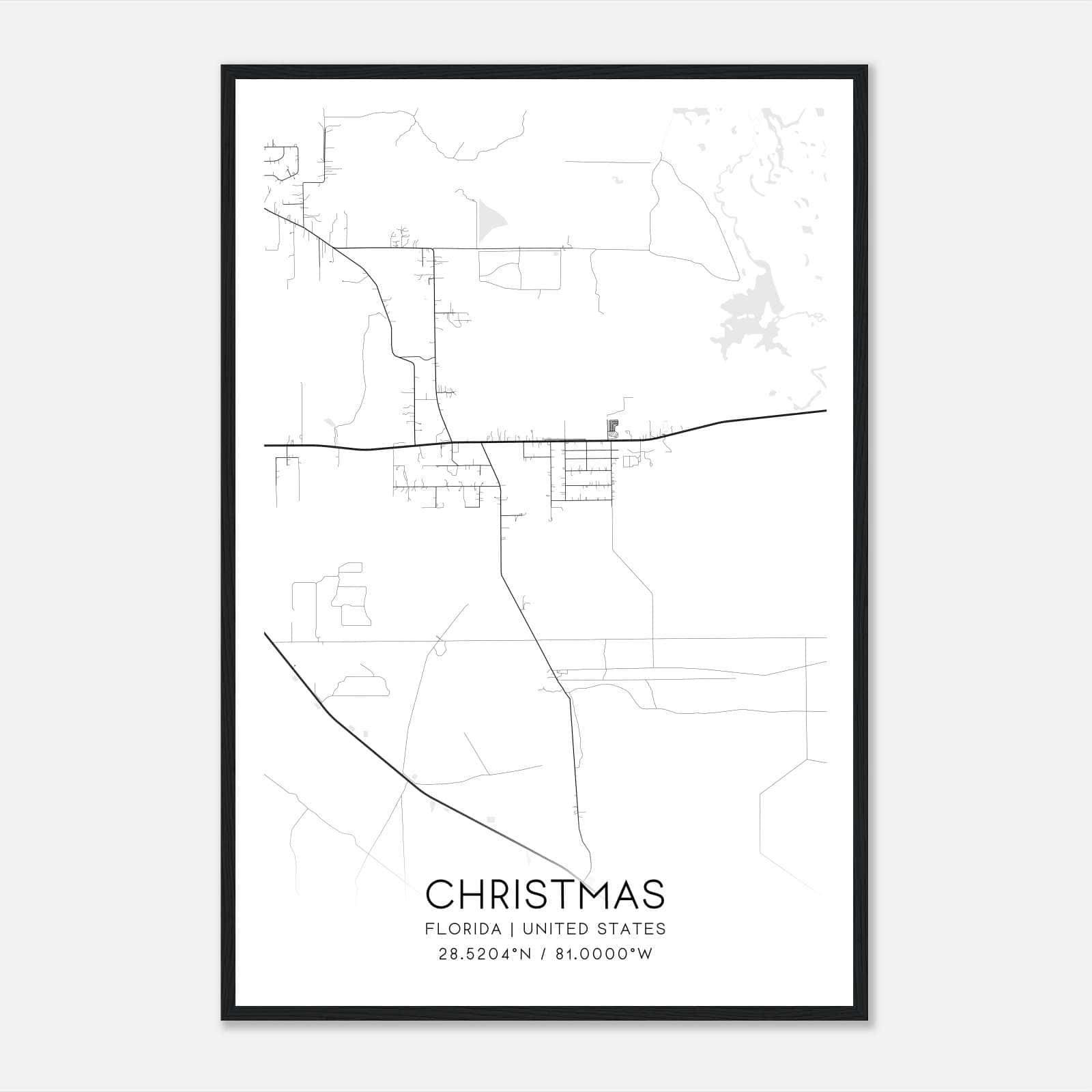 Christmas Florida Map Poster, Modern Home Decor Wall Art Print Christmas Florida Map Poster, Modern Home Decor Wall Art Print