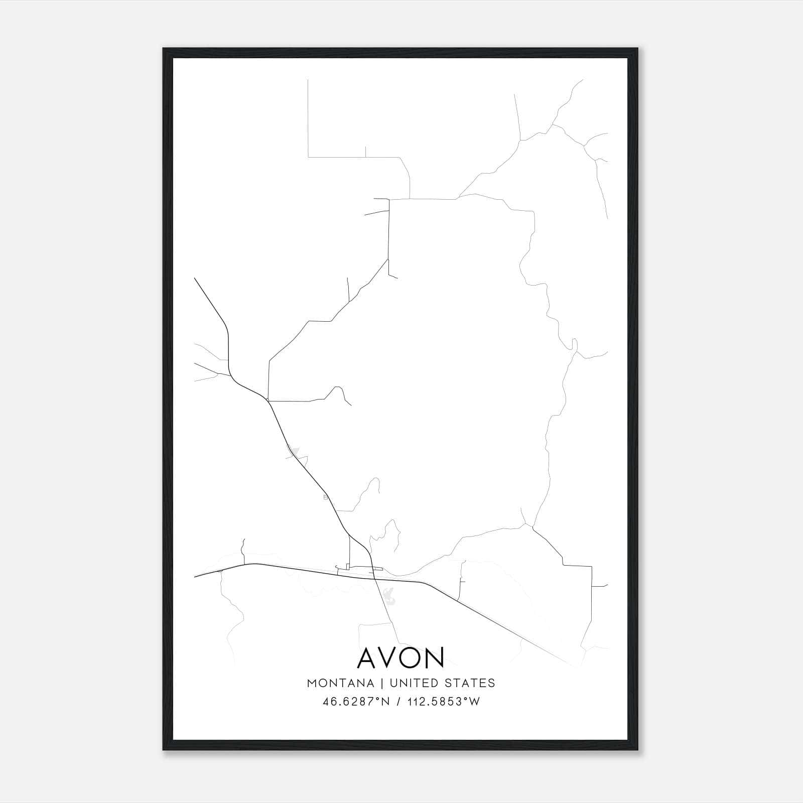 Avon Montana Map Poster, Modern Home Decor Wall Art Print Avon Montana Map Poster, Modern Home Decor Wall Art Print