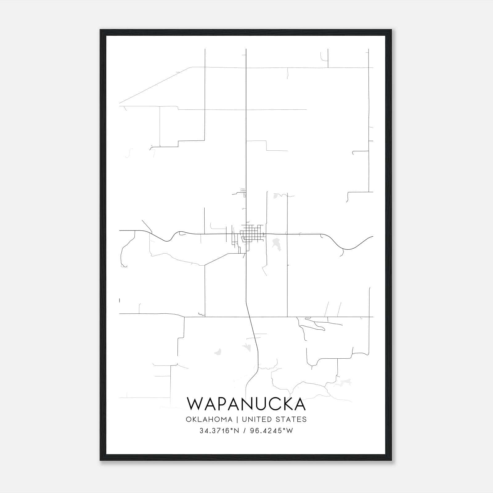 Wapanucka Oklahoma Map Poster, Modern Home Decor Wall Art Print Wapanucka Oklahoma Map Poster, Modern Home Decor Wall Art Print