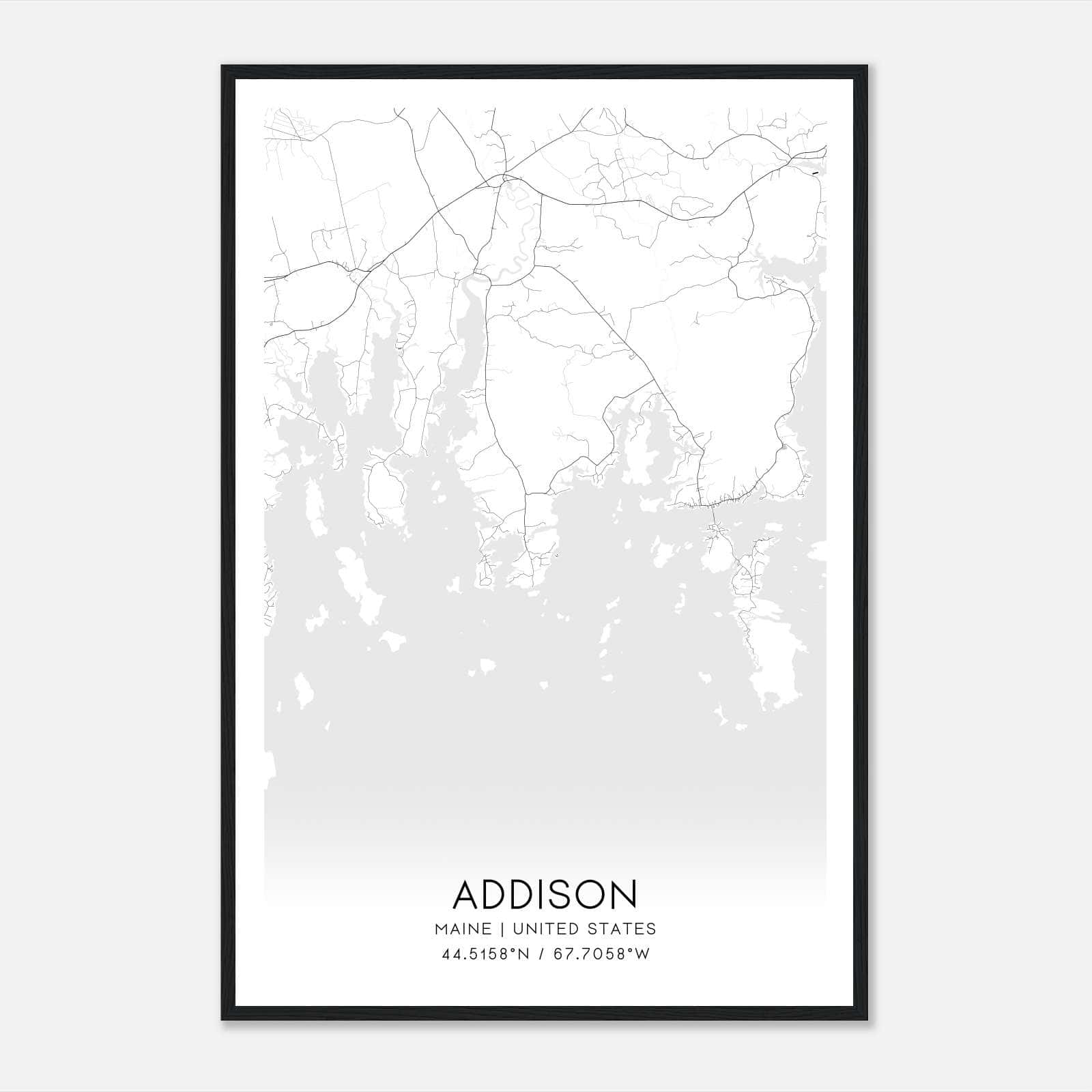 Addison Maine Map Poster, Modern Home Decor Wall Art Print