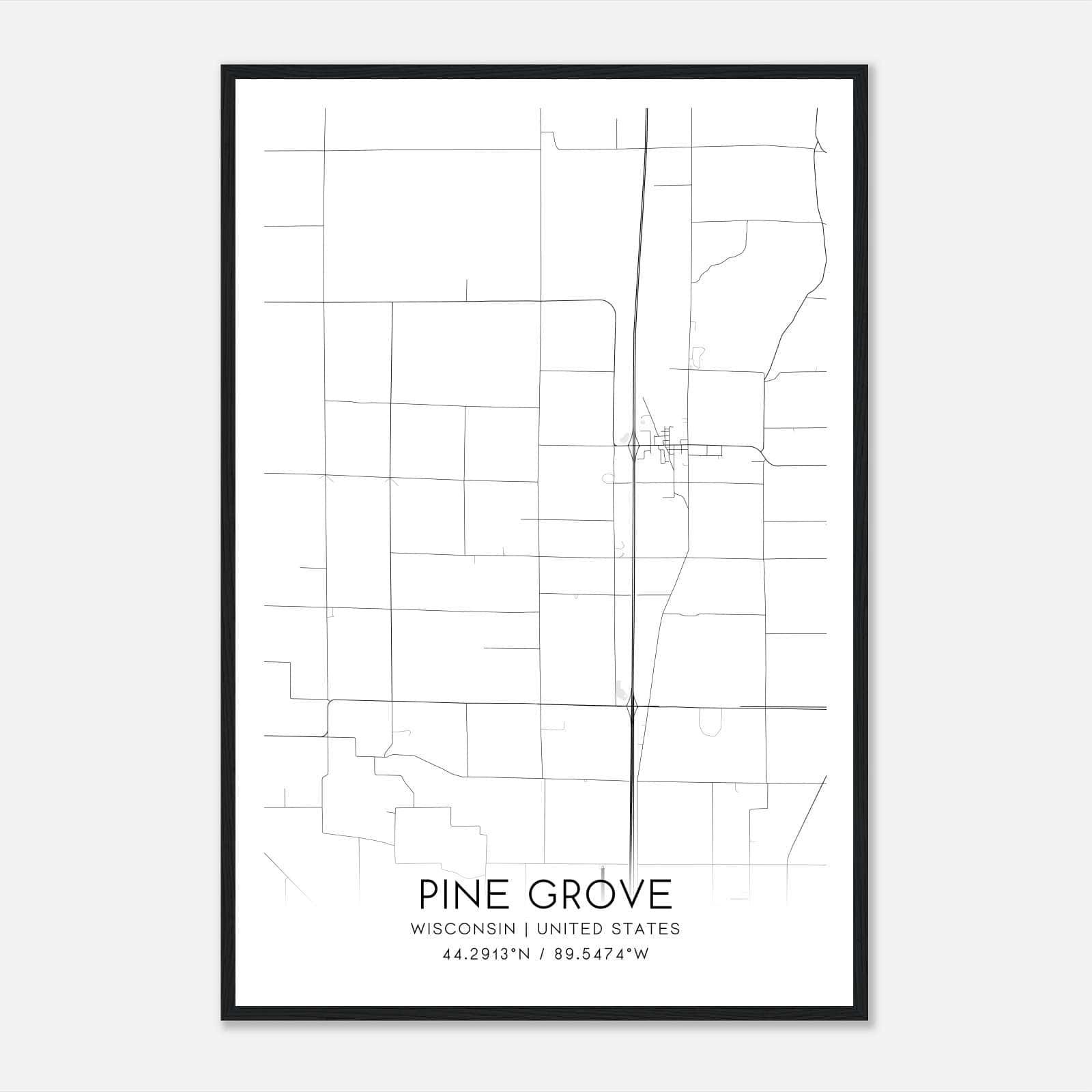 Pine Grove Wisconsin Map Poster, Modern Home Decor Wall Art Print Pine Grove Wisconsin Map Poster, Modern Home Decor Wall Art Print