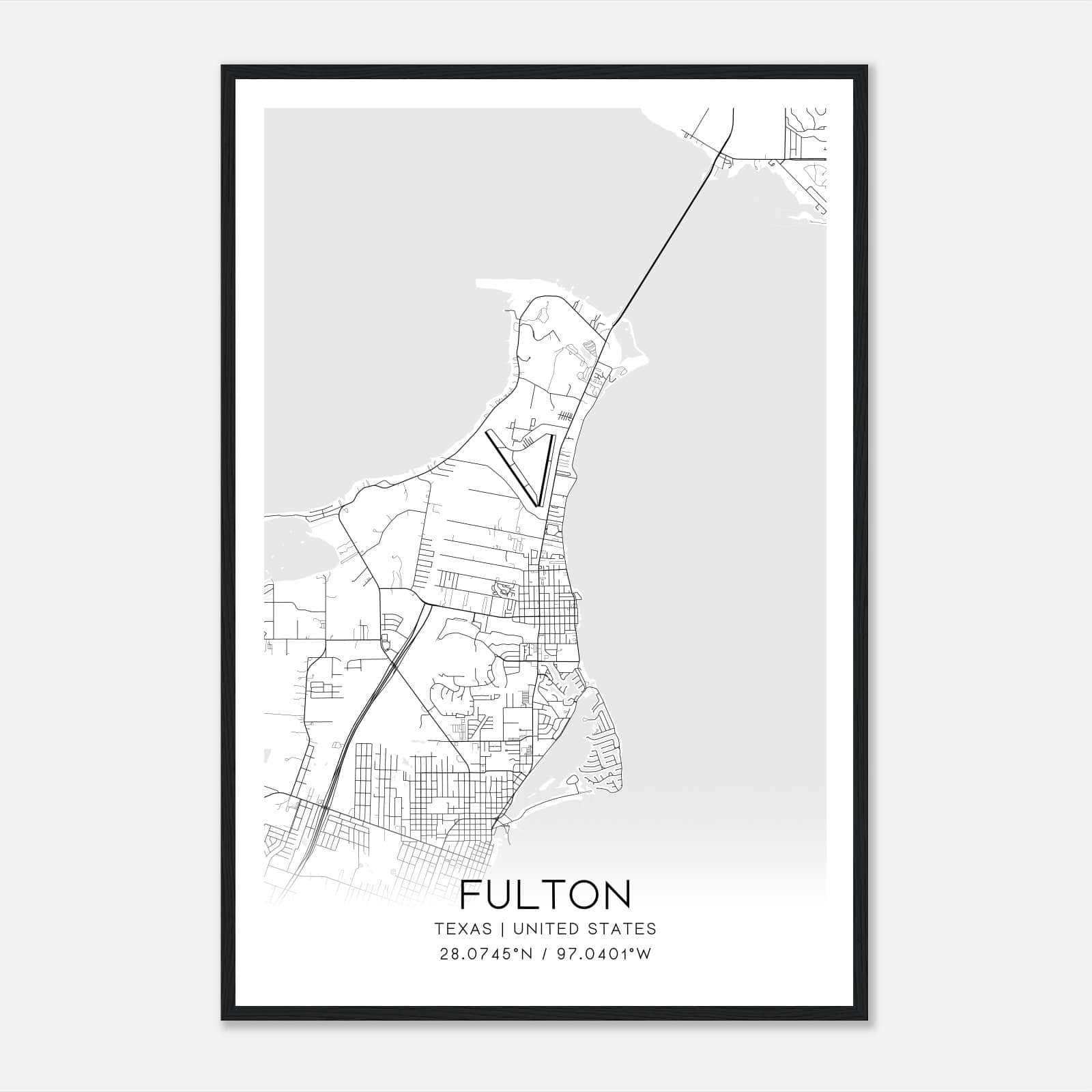 Fulton Texas Map Poster, Modern Home Decor Wall Art Print Fulton Texas Map Poster, Modern Home Decor Wall Art Print