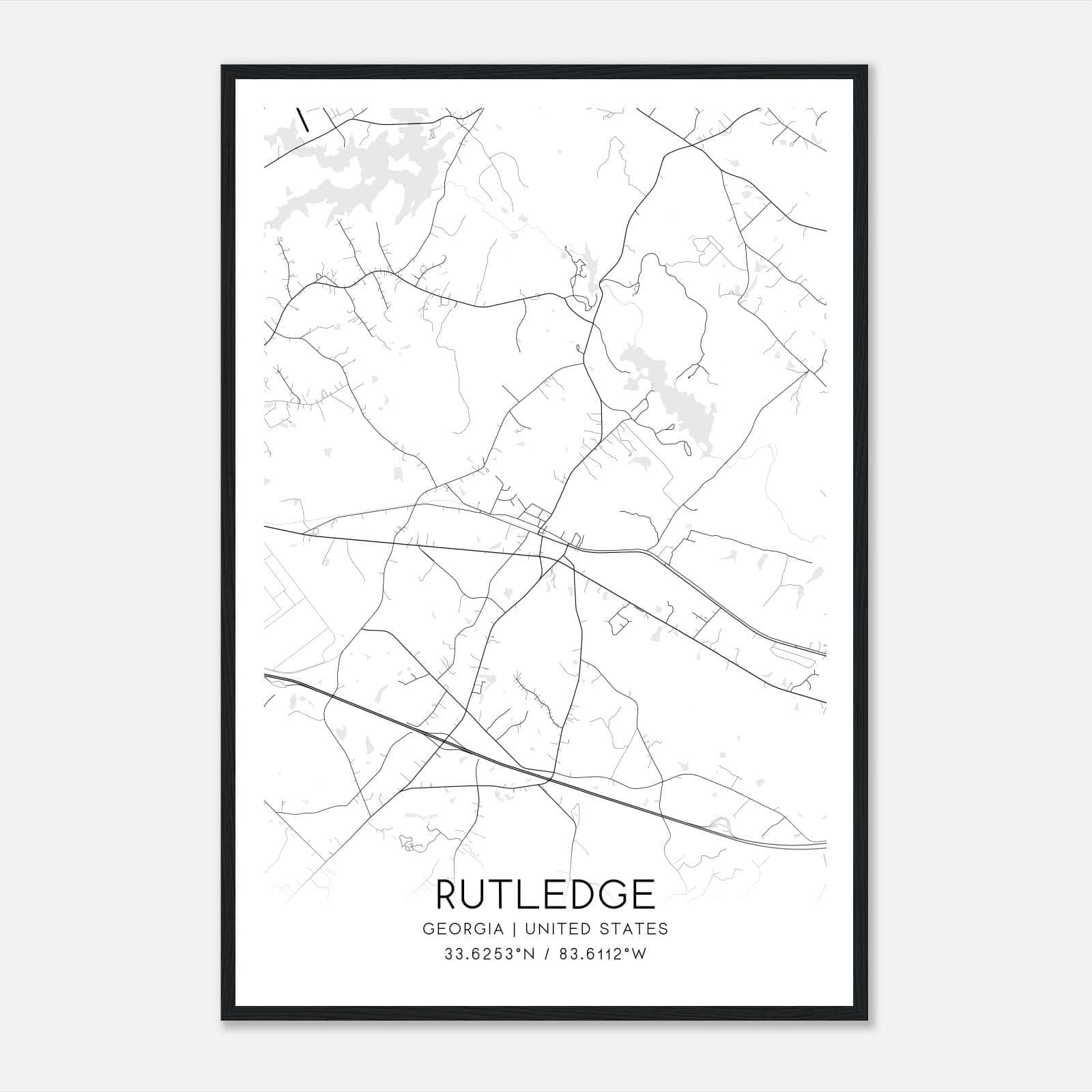 Rutledge Georgia Map Poster, Modern Home Decor Wall Art Print Rutledge Georgia Map Poster, Modern Home Decor Wall Art Print