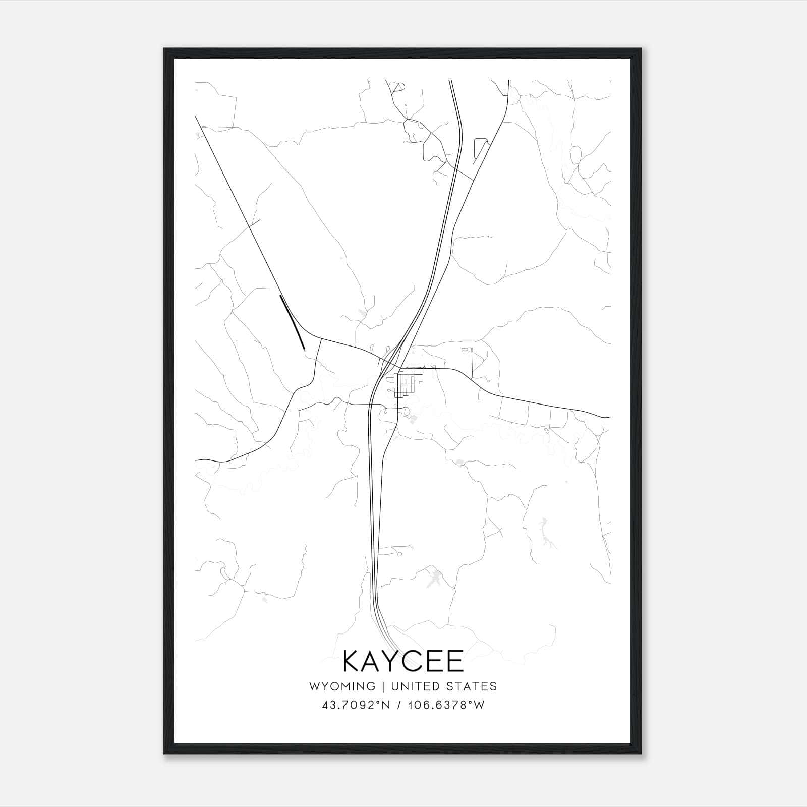 Kaycee Wyoming Map Poster, Modern Home Decor Wall Art Print Kaycee Wyoming Map Poster, Modern Home Decor Wall Art Print
