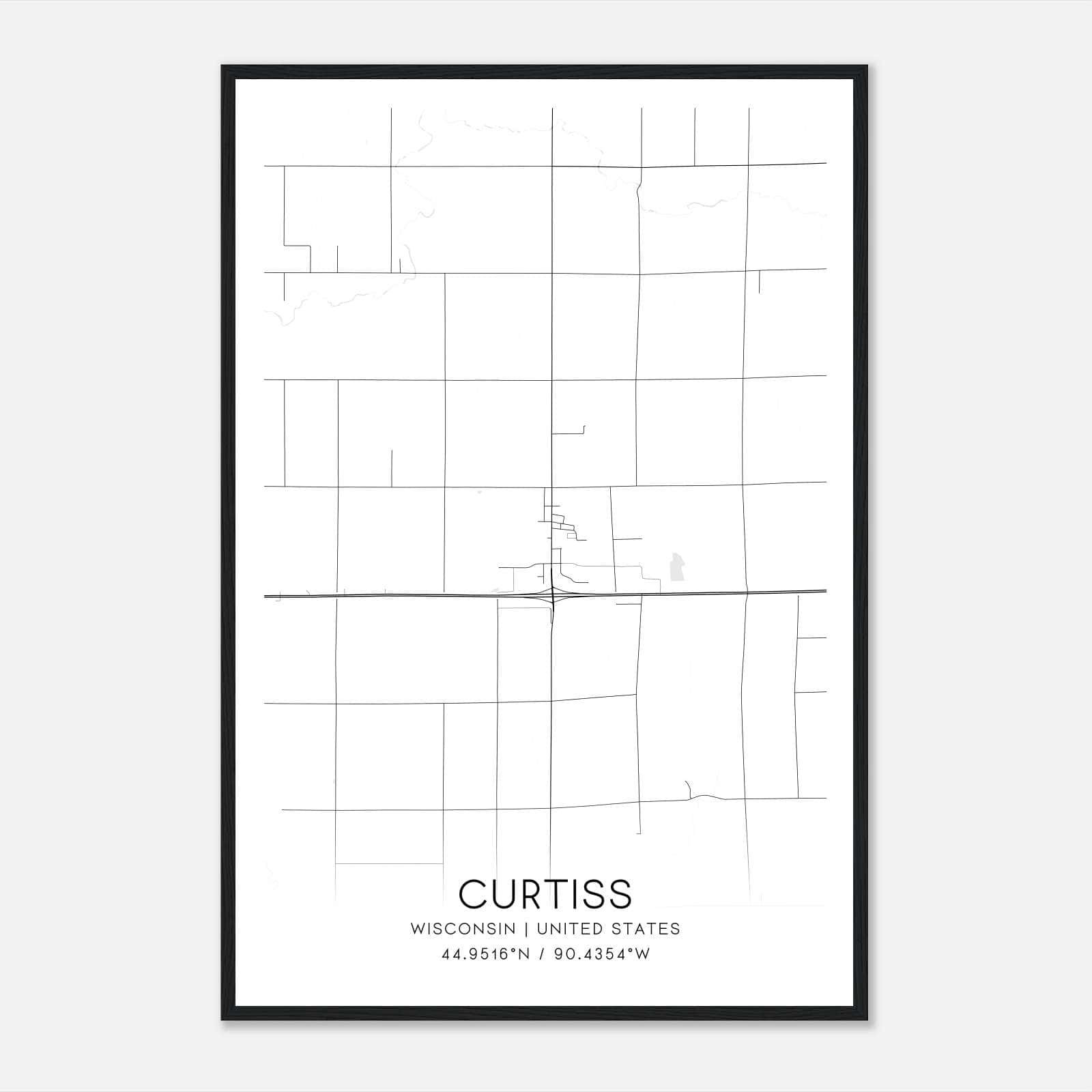 Curtiss Wisconsin Map Poster, Modern Home Decor Wall Art Print Curtiss Wisconsin Map Poster, Modern Home Decor Wall Art Print