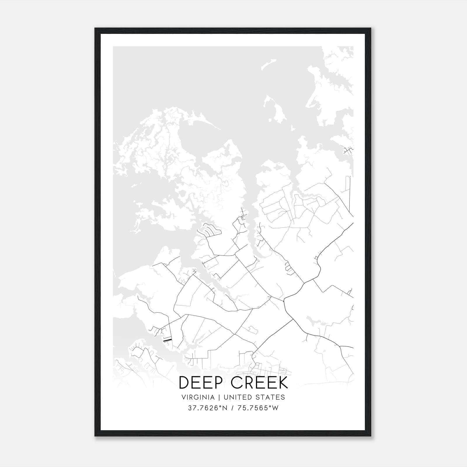 Deep Creek Virginia Map Poster, Modern Home Decor Wall Art Print Deep Creek Virginia Map Poster, Modern Home Decor Wall Art Print