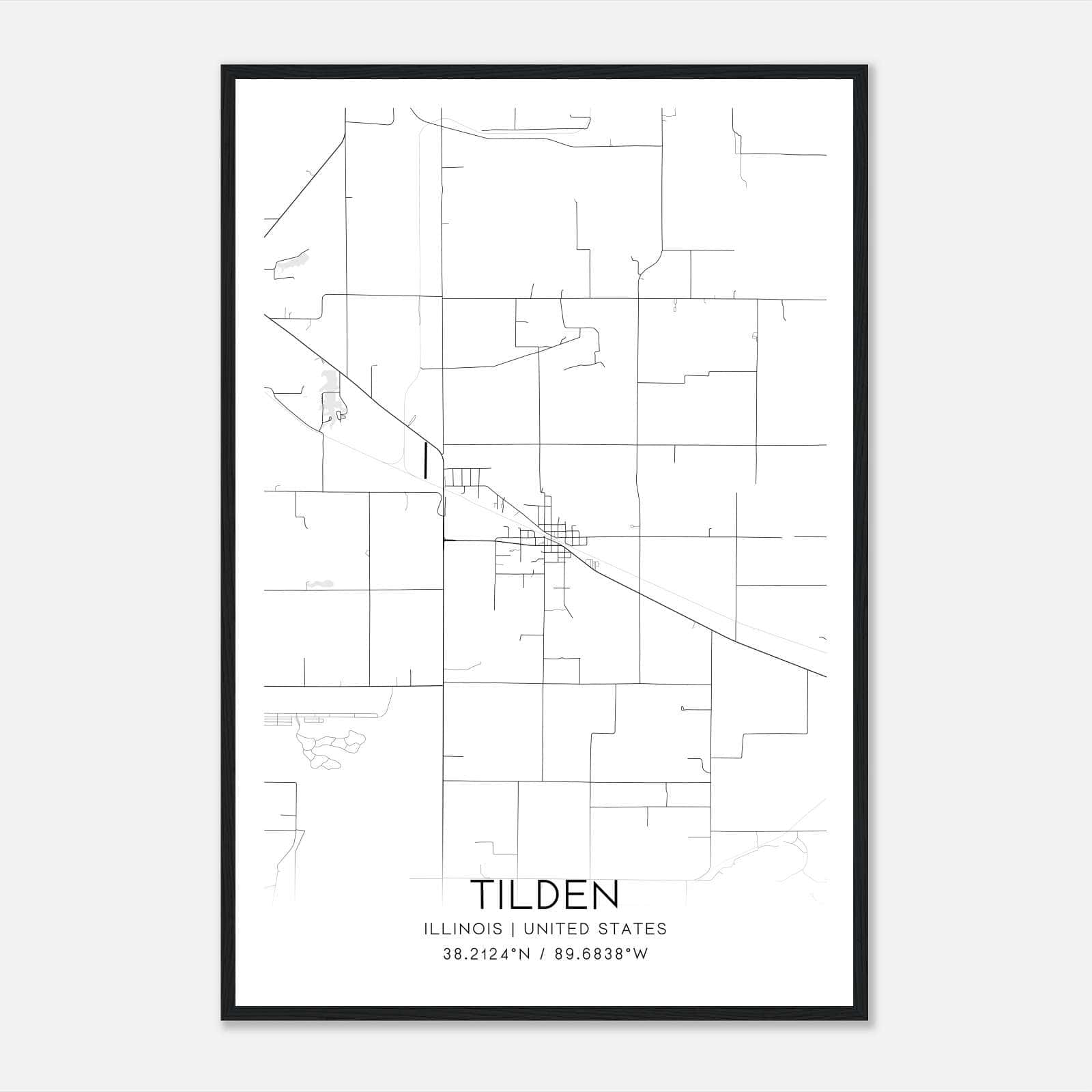 Tilden Illinois Map Poster, Modern Home Decor Wall Art Print Tilden Illinois Map Poster, Modern Home Decor Wall Art Print