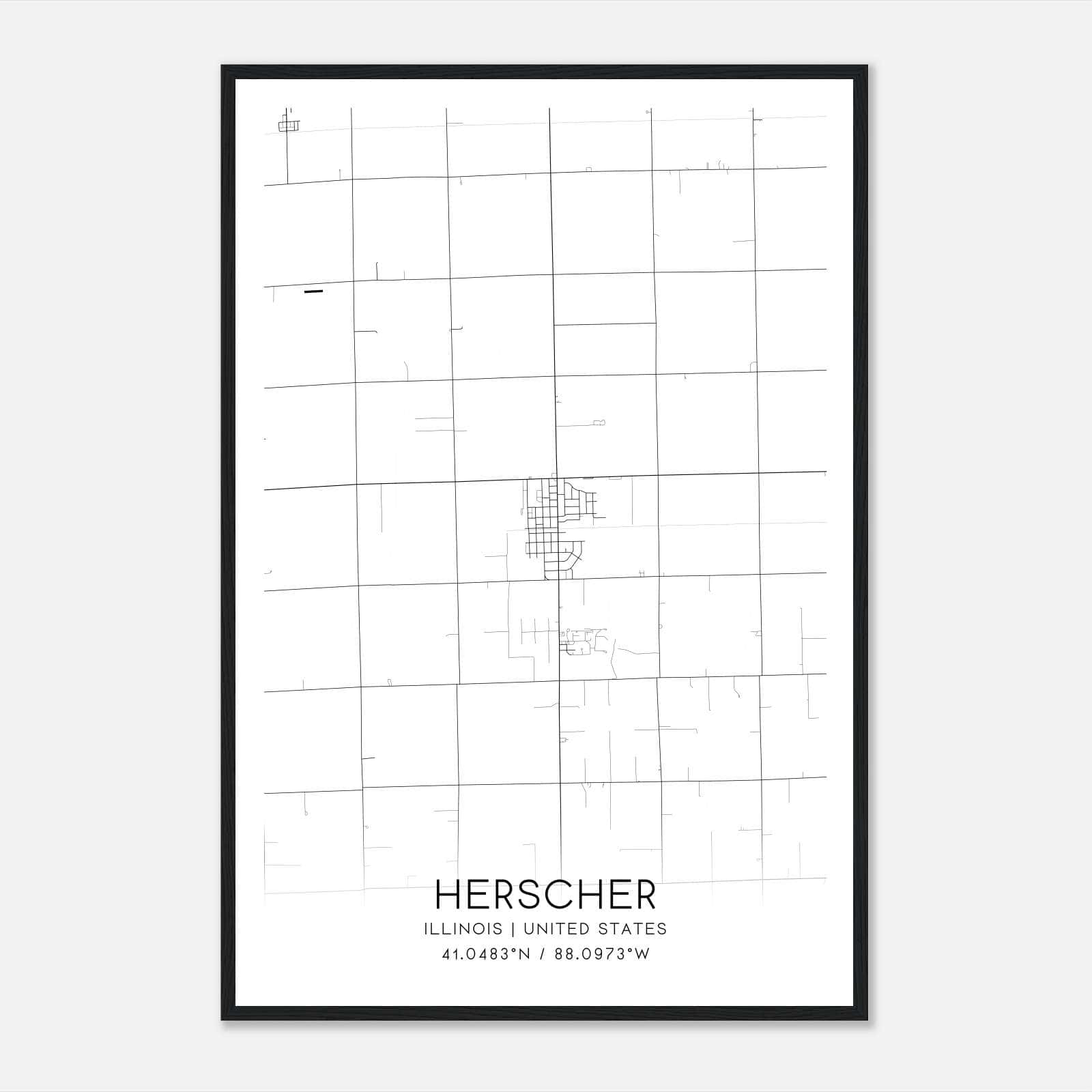 Herscher Illinois Map Poster, Modern Home Decor Wall Art Print Herscher Illinois Map Poster, Modern Home Decor Wall Art Print