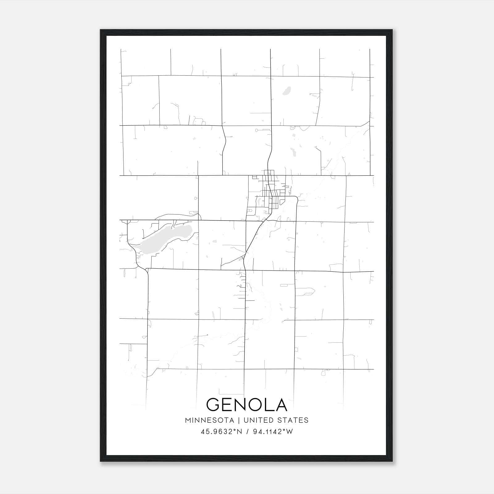 Genola Minnesota Map Poster, Modern Home Decor Wall Art Print Genola Minnesota Map Poster, Modern Home Decor Wall Art Print