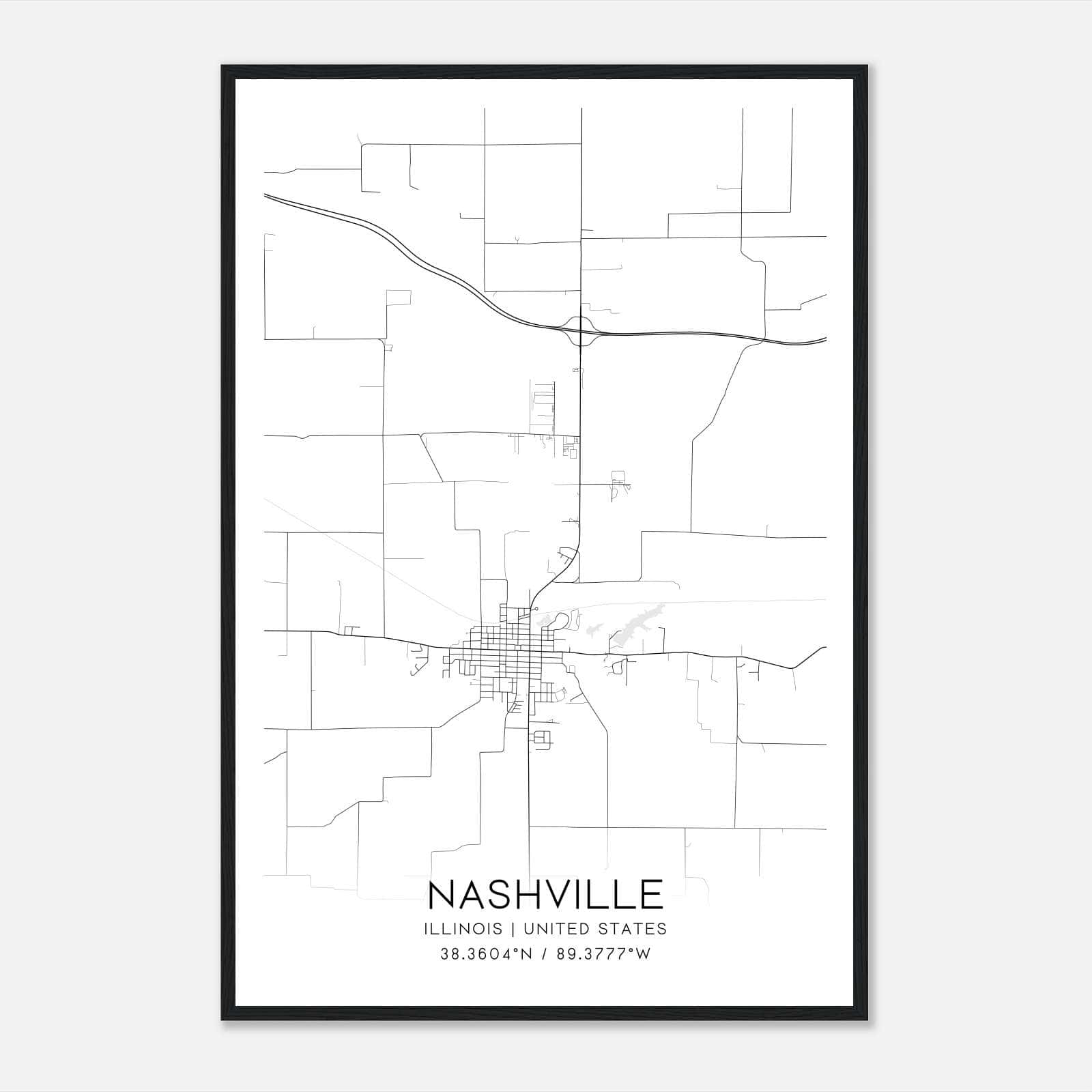 Nashville Illinois Map Poster, Modern Home Decor Wall Art Print Nashville Illinois Map Poster, Modern Home Decor Wall Art Print