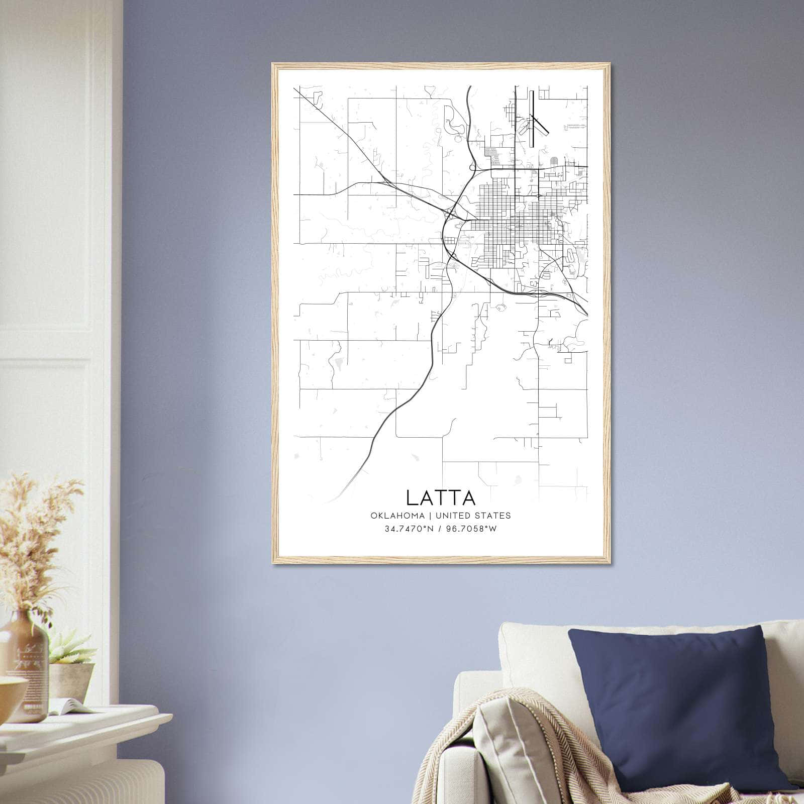 Deerfield Kansas Map Poster, Modern Home Decor Wall Art Print (Copy)