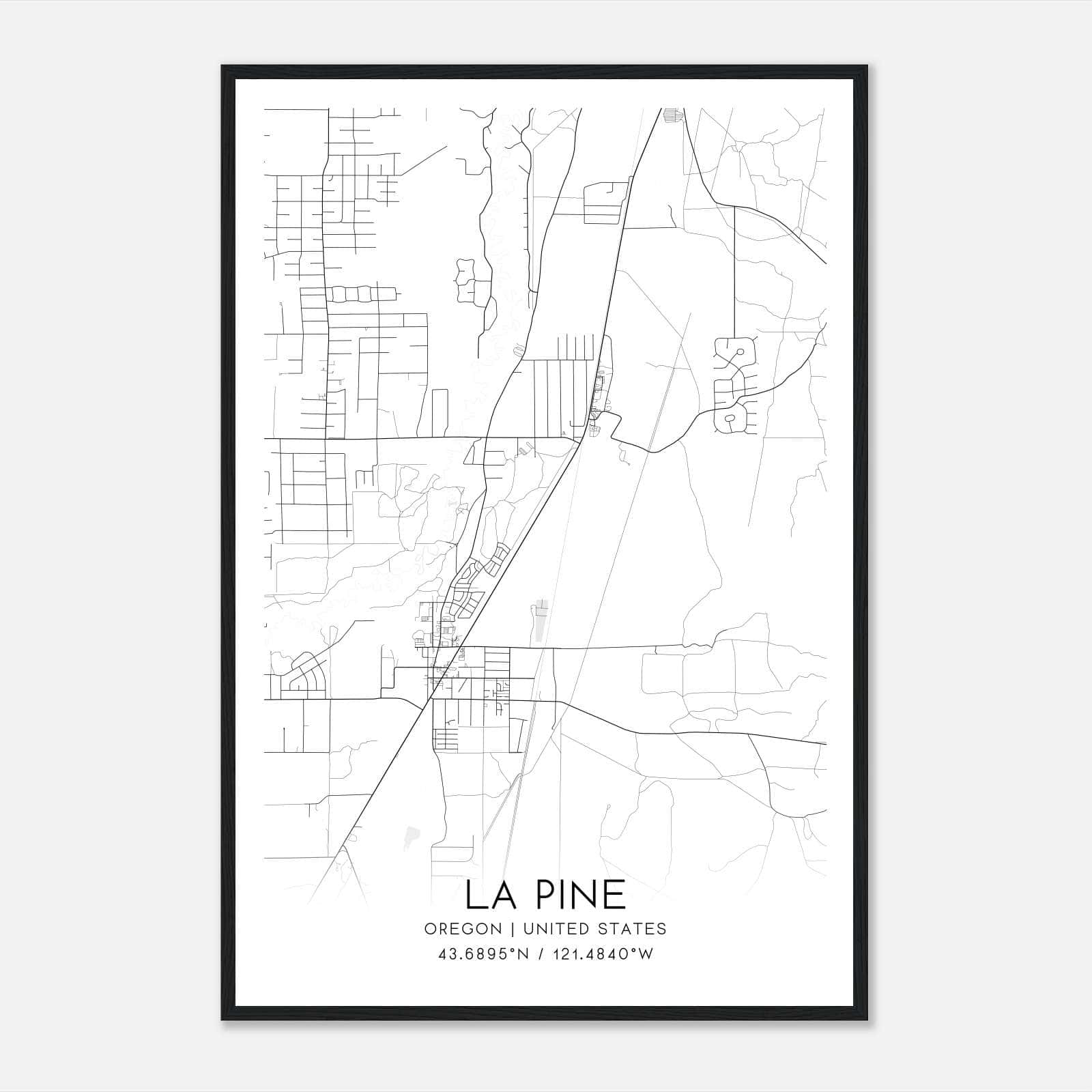 La Pine Oregon Map Poster, Modern Home Decor Wall Art Print La Pine Oregon Map Poster, Modern Home Decor Wall Art Print