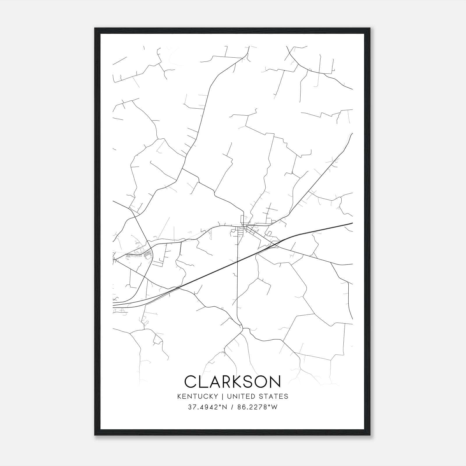 Clarkson Kentucky Map Poster, Modern Home Decor Wall Art Print Clarkson Kentucky Map Poster, Modern Home Decor Wall Art Print