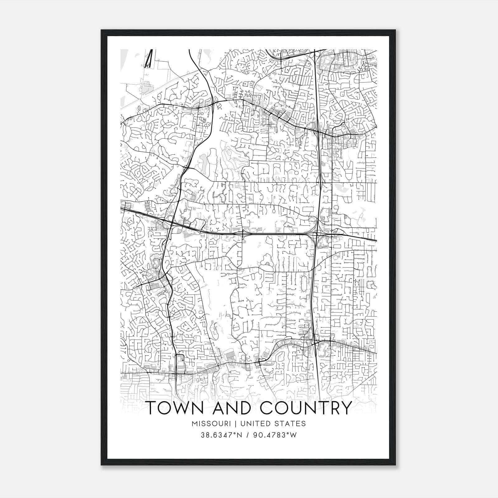 Town And Country Missouri Map Poster, Modern Home Decor Wall Art Print Town And Country Missouri Map Poster, Modern Home Decor Wall Art Print