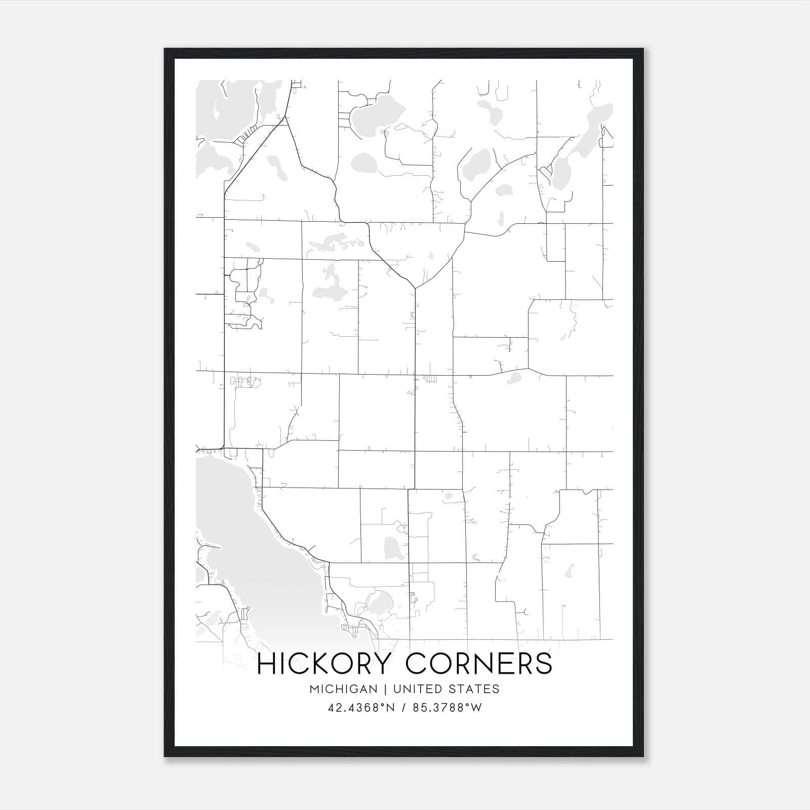Hickory Corners Michigan Map Poster, Modern Home Decor Wall Art Print Hickory Corners Michigan Map Poster, Modern Home Decor Wall Art Print