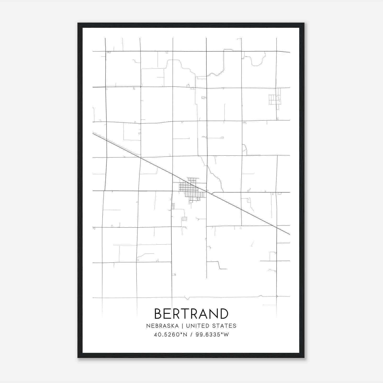 Bertrand Nebraska Map Poster, Modern Home Decor Wall Art Print Bertrand Nebraska Map Poster, Modern Home Decor Wall Art Print