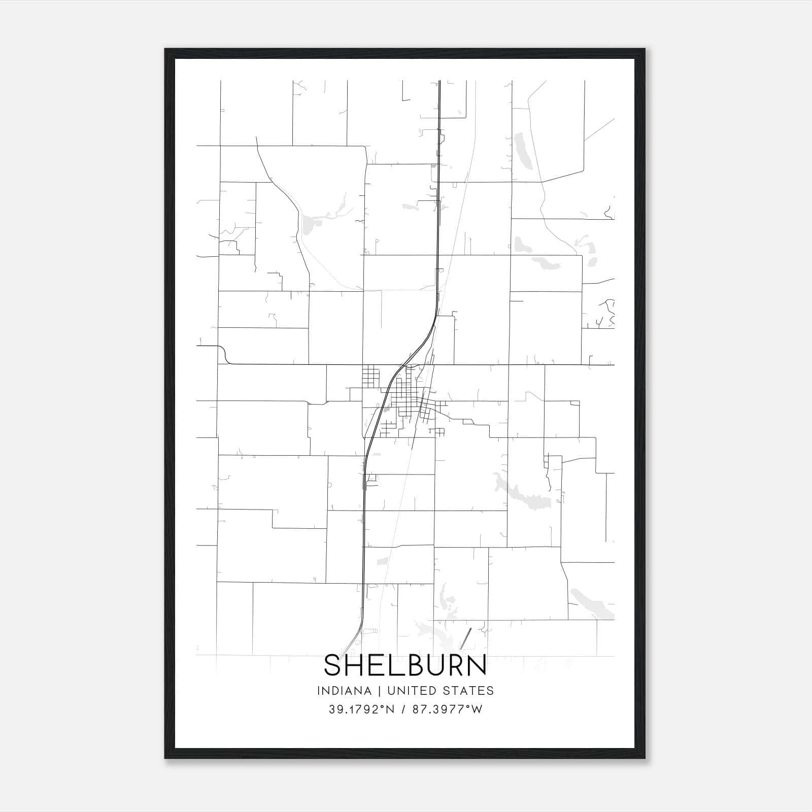 Shelburn Indiana Map Poster, Modern Home Decor Wall Art Print Shelburn Indiana Map Poster, Modern Home Decor Wall Art Print