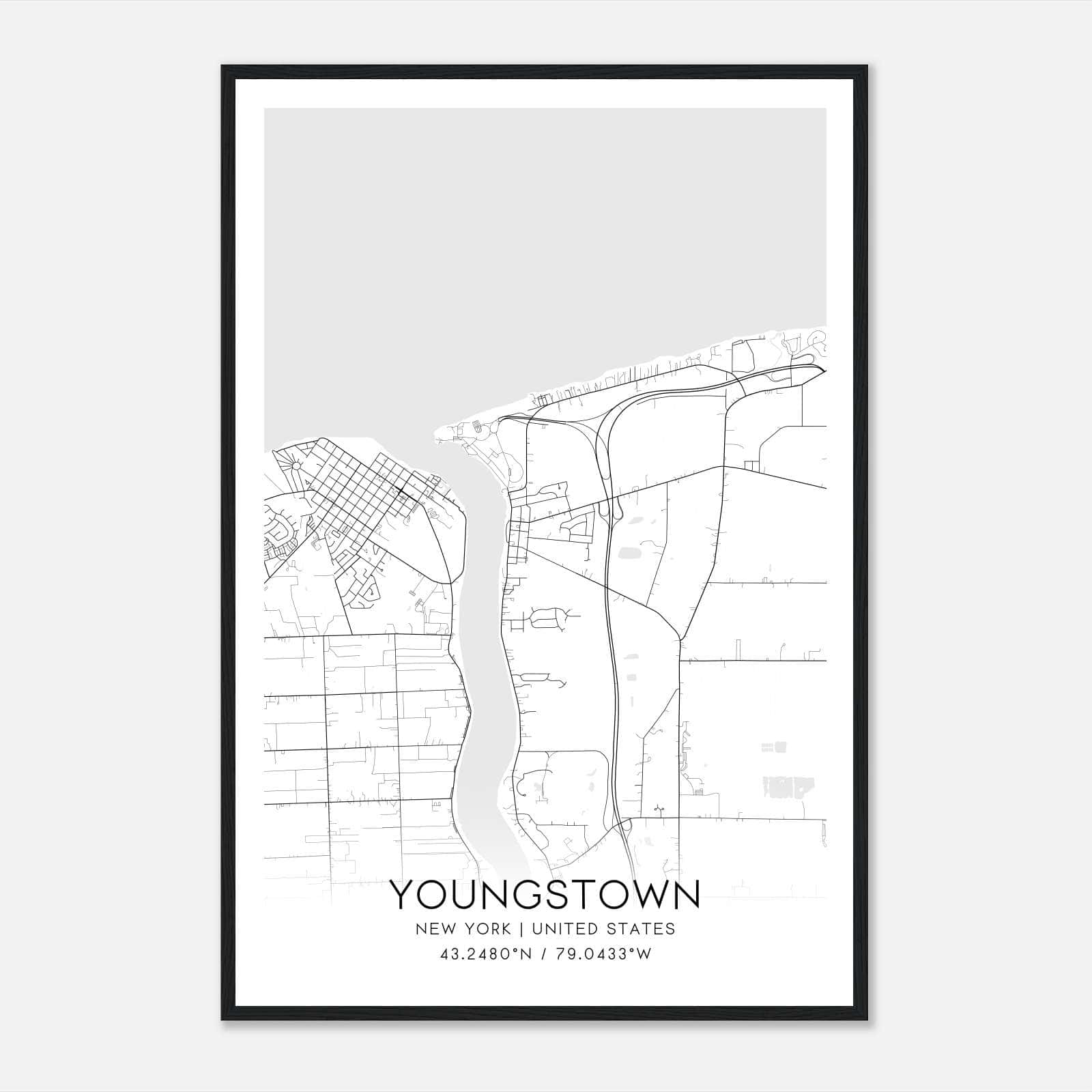 Youngstown New York Map Poster, Modern Home Decor Wall Art Print