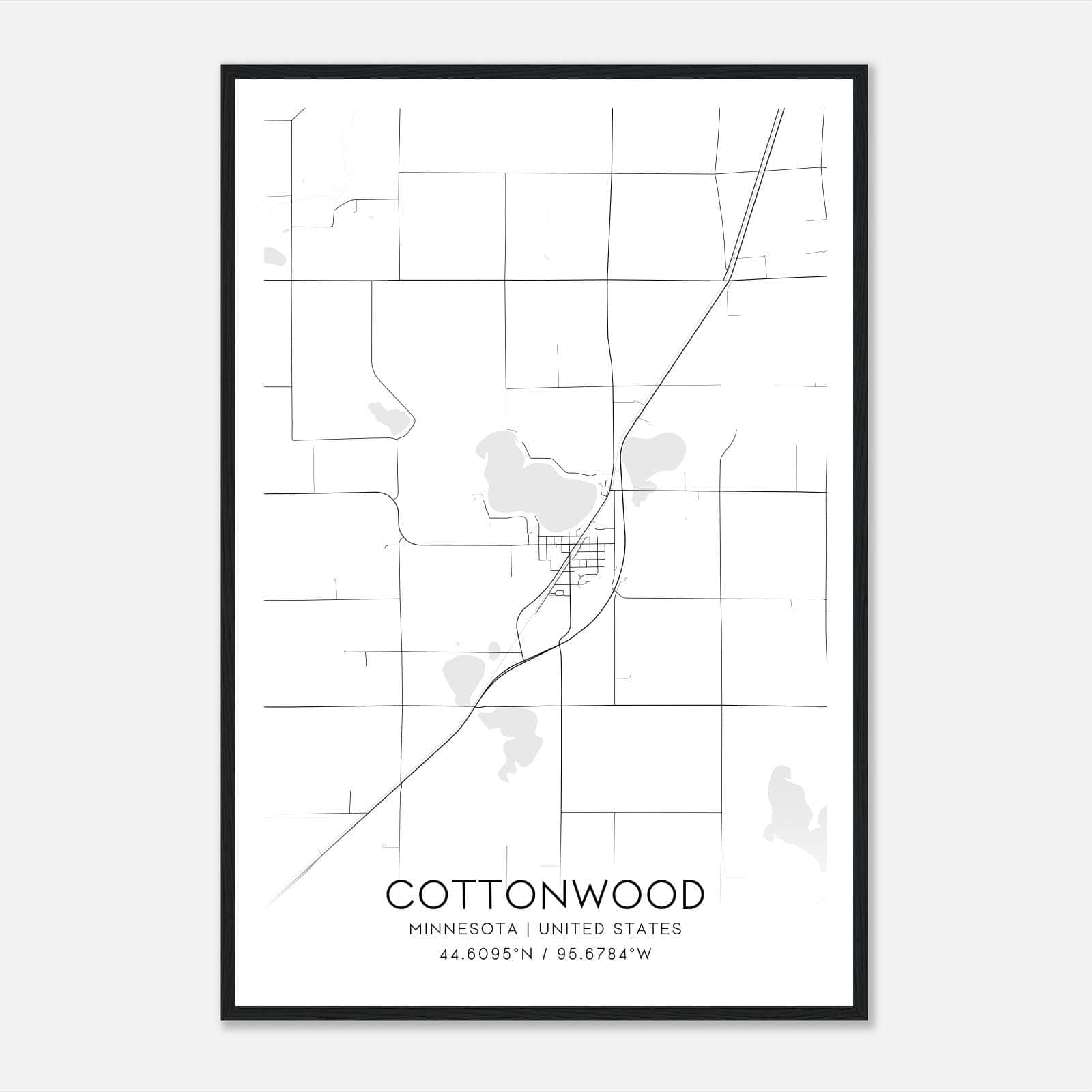 Cottonwood Minnesota Map Poster, Modern Home Decor Wall Art Print Cottonwood Minnesota Map Poster, Modern Home Decor Wall Art Print