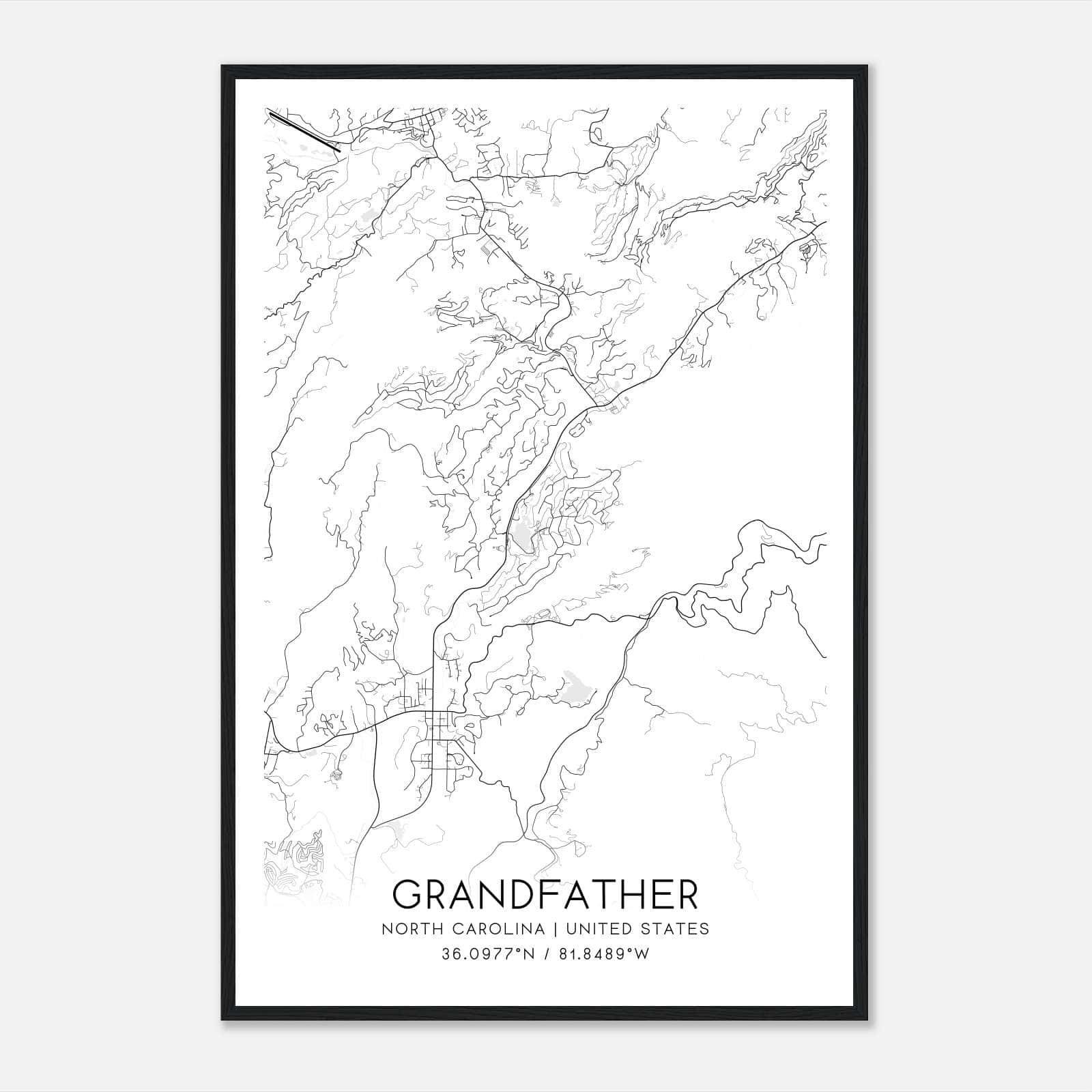 Grandfather North Carolina Map Poster, Modern Home Decor Wall Art Print Grandfather North Carolina Map Poster, Modern Home Decor Wall Art Print