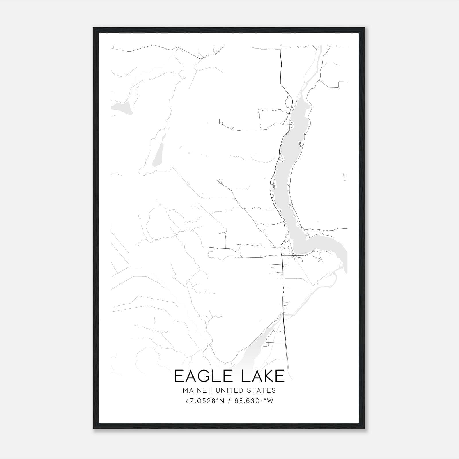 Eagle Lake Maine Map Poster, Modern Home Decor Wall Art Print Eagle Lake Maine Map Poster, Modern Home Decor Wall Art Print
