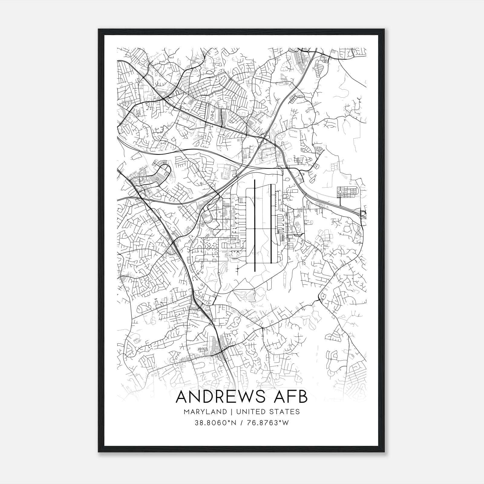 Andrews Afb Maryland Map Poster, Modern Home Decor Wall Art Print Andrews Afb Maryland Map Poster, Modern Home Decor Wall Art Print