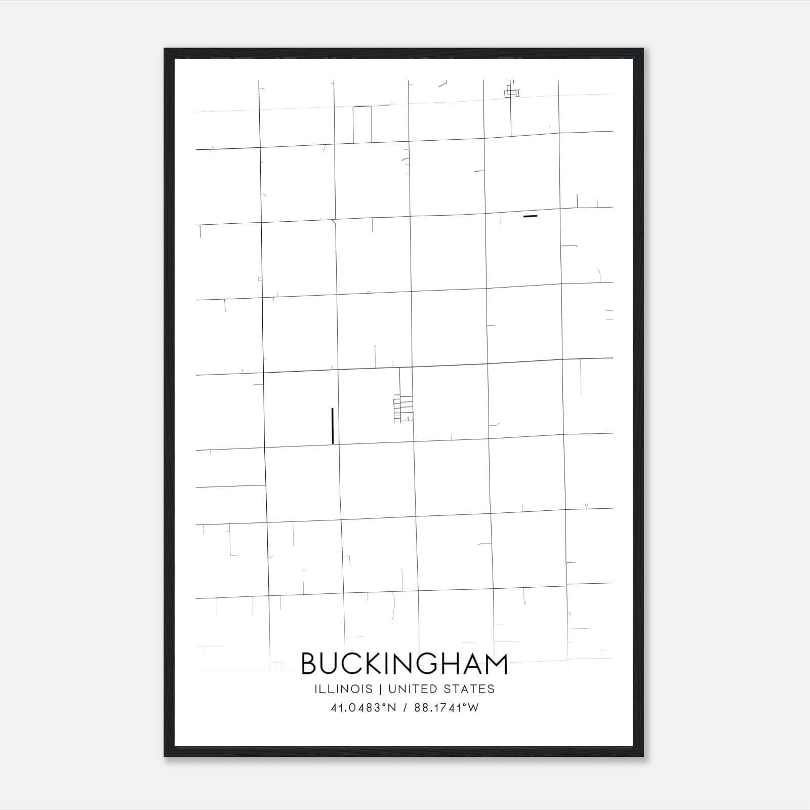 Buckingham Illinois Map Poster, Modern Home Decor Wall Art Print Buckingham Illinois Map Poster, Modern Home Decor Wall Art Print