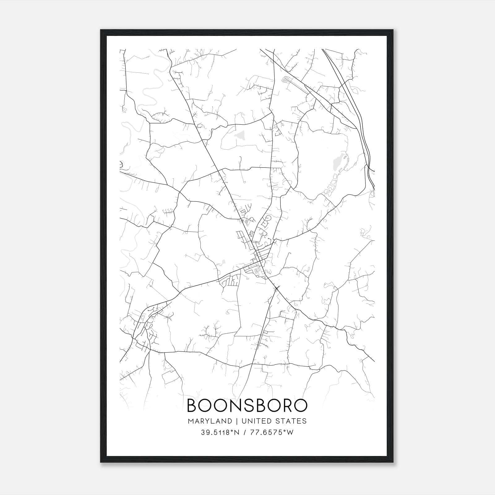 Boonsboro Maryland Map Poster, Modern Home Decor Wall Art Print Boonsboro Maryland Map Poster, Modern Home Decor Wall Art Print