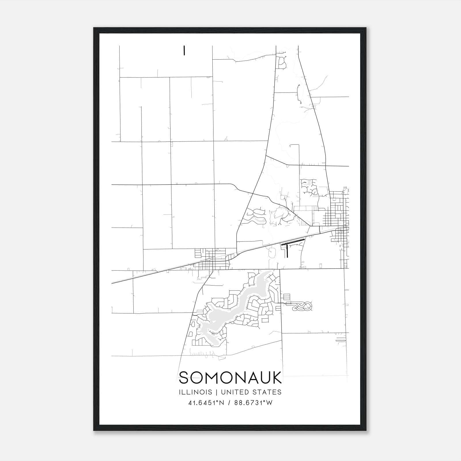 Somonauk Illinois Map Poster, Modern Home Decor Wall Art Print Somonauk Illinois Map Poster, Modern Home Decor Wall Art Print