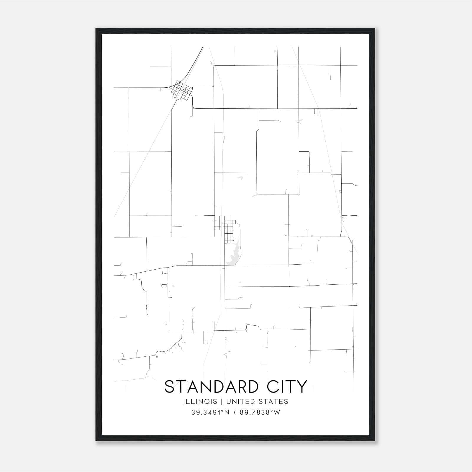Standard City Illinois Map Poster, Modern Home Decor Wall Art Print Standard City Illinois Map Poster, Modern Home Decor Wall Art Print