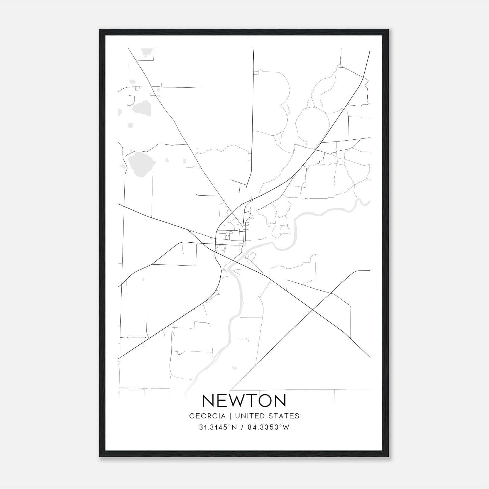 Newton Georgia Map Poster, Modern Home Decor Wall Art Print Newton Georgia Map Poster, Modern Home Decor Wall Art Print