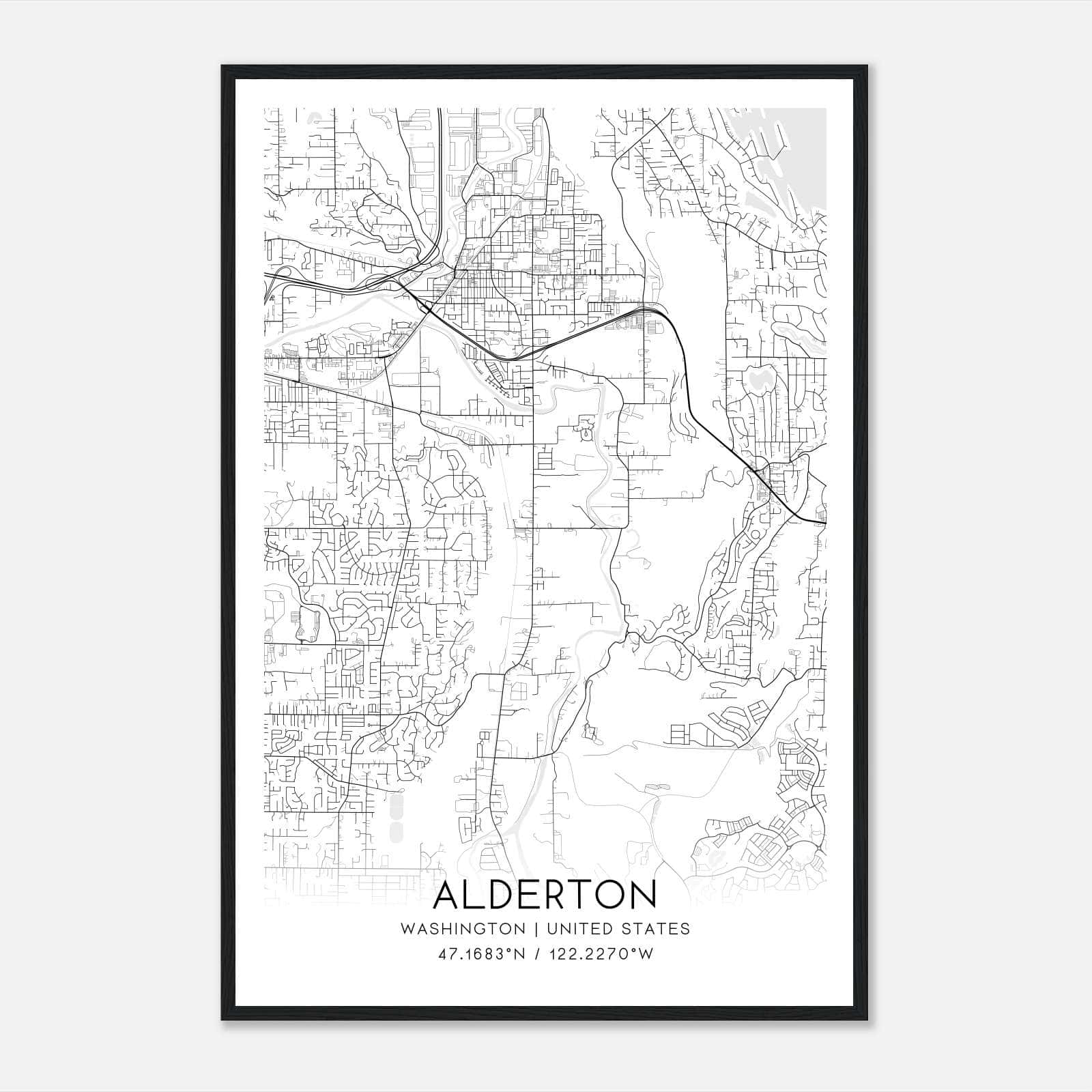Alderton Washington Map Poster, Modern Home Decor Wall Art Print Alderton Washington Map Poster, Modern Home Decor Wall Art Print