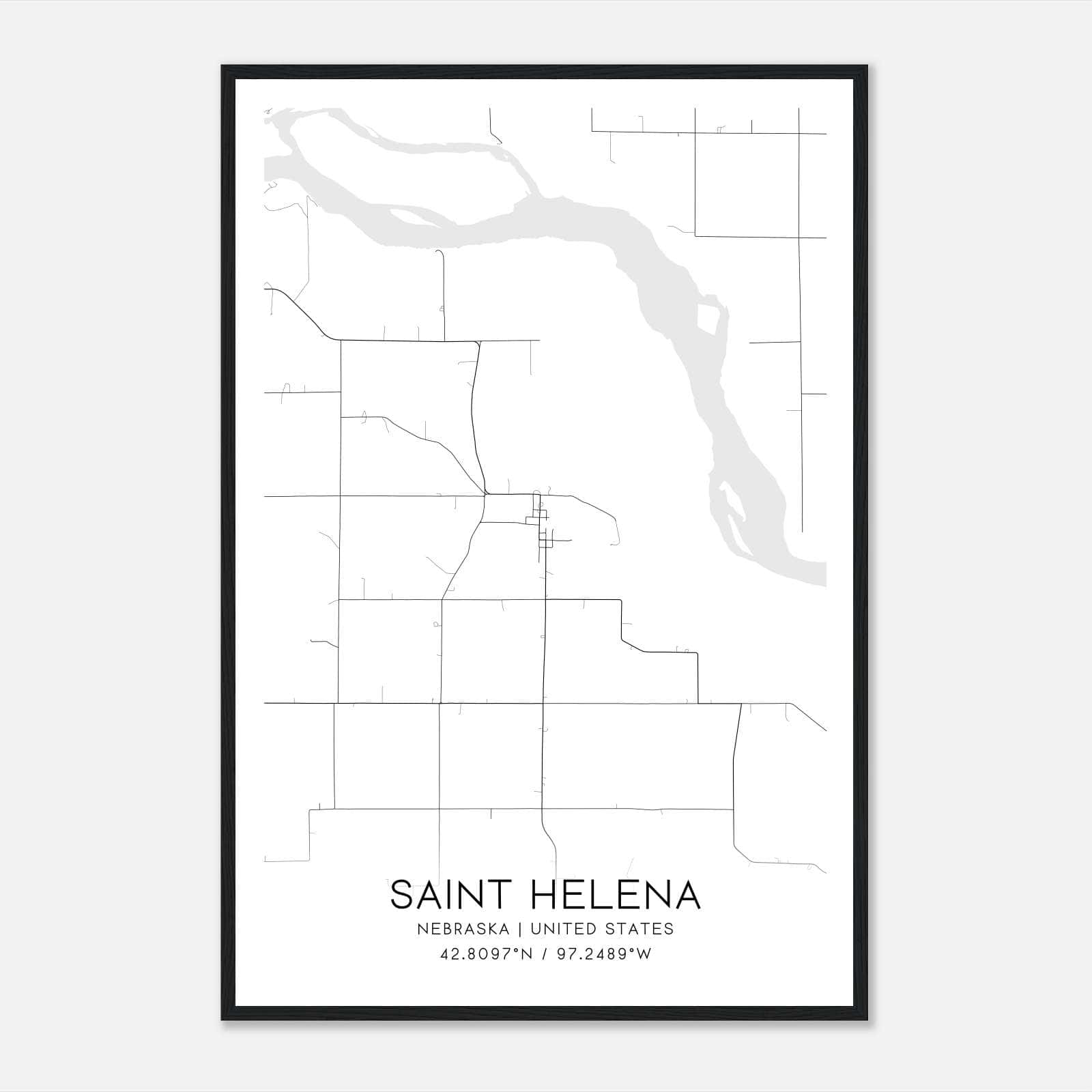 Saint Helena Nebraska Map Poster, Modern Home Decor Wall Art Print Saint Helena Nebraska Map Poster, Modern Home Decor Wall Art Print
