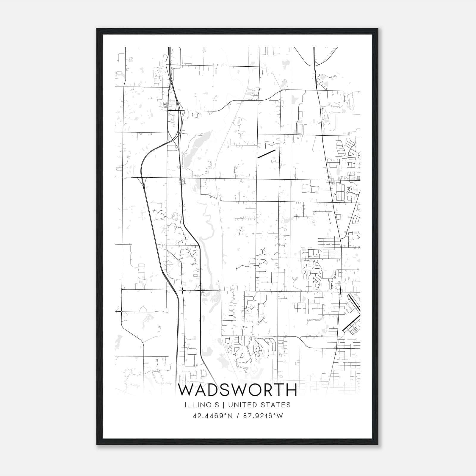 Wadsworth Illinois Map Poster, Modern Home Decor Wall Art Print Wadsworth Illinois Map Poster, Modern Home Decor Wall Art Print