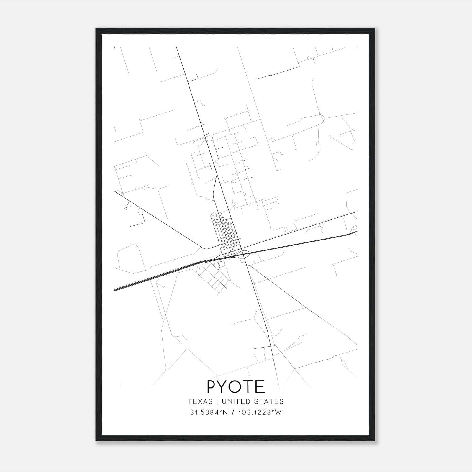Pyote Texas Map Poster, Modern Home Decor Wall Art Print Pyote Texas Map Poster, Modern Home Decor Wall Art Print