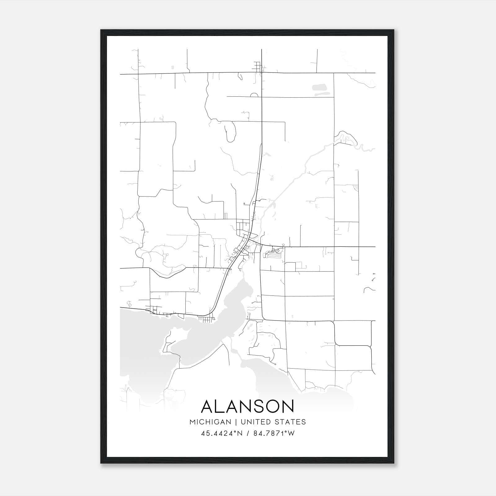 Alanson Michigan Map Poster, Modern Home Decor Wall Art Print Alanson Michigan Map Poster, Modern Home Decor Wall Art Print