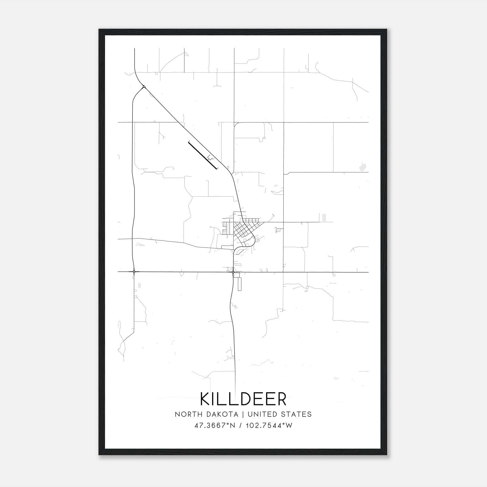 Killdeer North Dakota Map Poster, Modern Home Decor Wall Art Print Killdeer North Dakota Map Poster, Modern Home Decor Wall Art Print