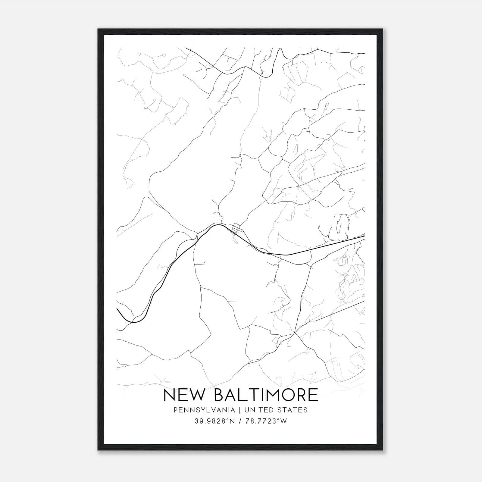 New Baltimore Pennsylvania Map Poster, Modern Home Decor Wall Art Print New Baltimore Pennsylvania Map Poster, Modern Home Decor Wall Art Print