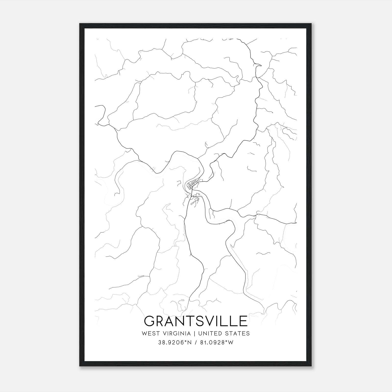 Grantsville West Virginia Map Poster, Modern Home Decor Wall Art Print Grantsville West Virginia Map Poster, Modern Home Decor Wall Art Print
