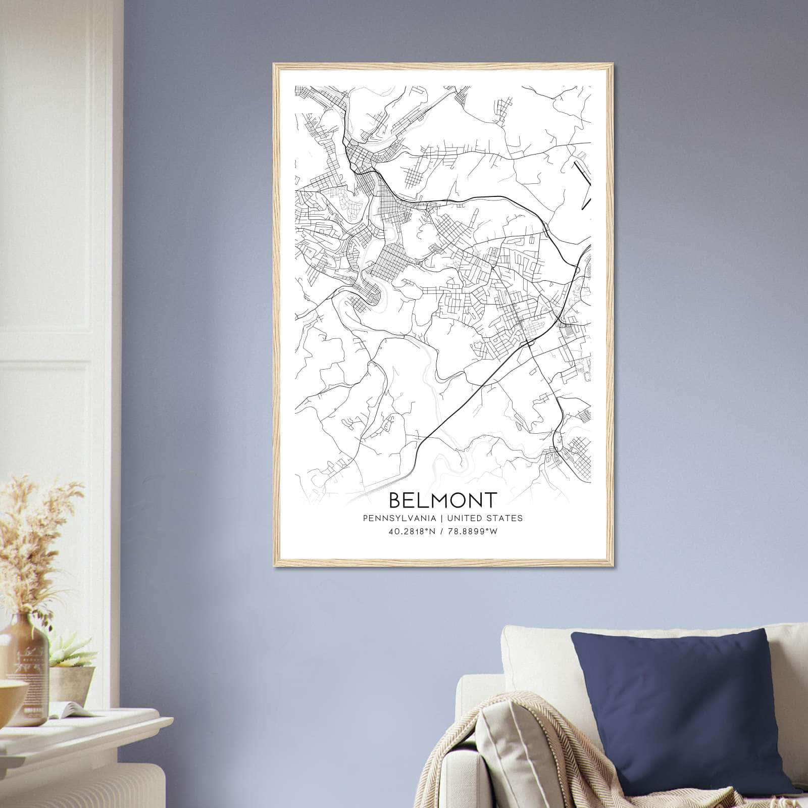 Deerfield Kansas Map Poster, Modern Home Decor Wall Art Print (Copy)