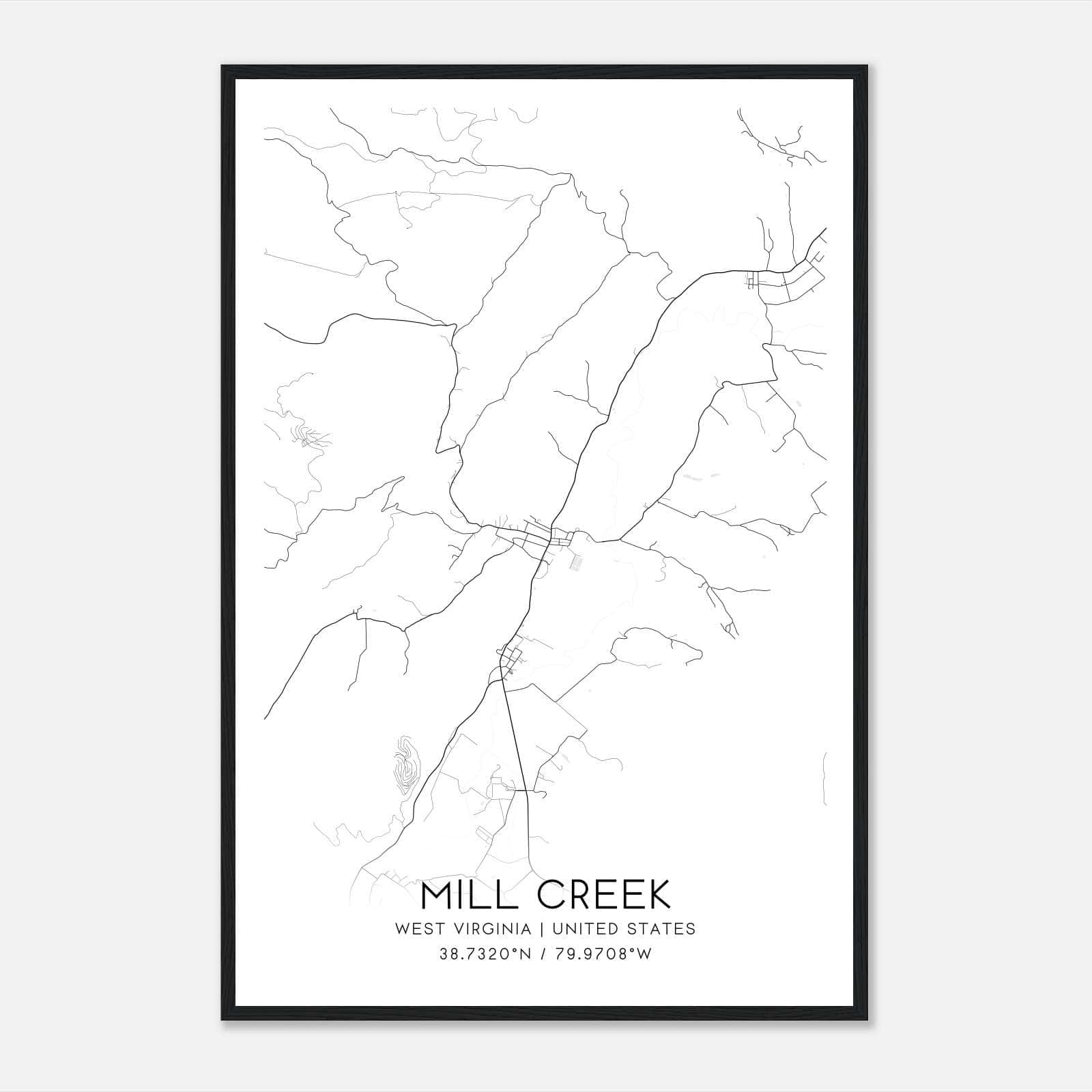 Mill Creek West Virginia Map Poster, Modern Home Decor Wall Art Print Mill Creek West Virginia Map Poster, Modern Home Decor Wall Art Print