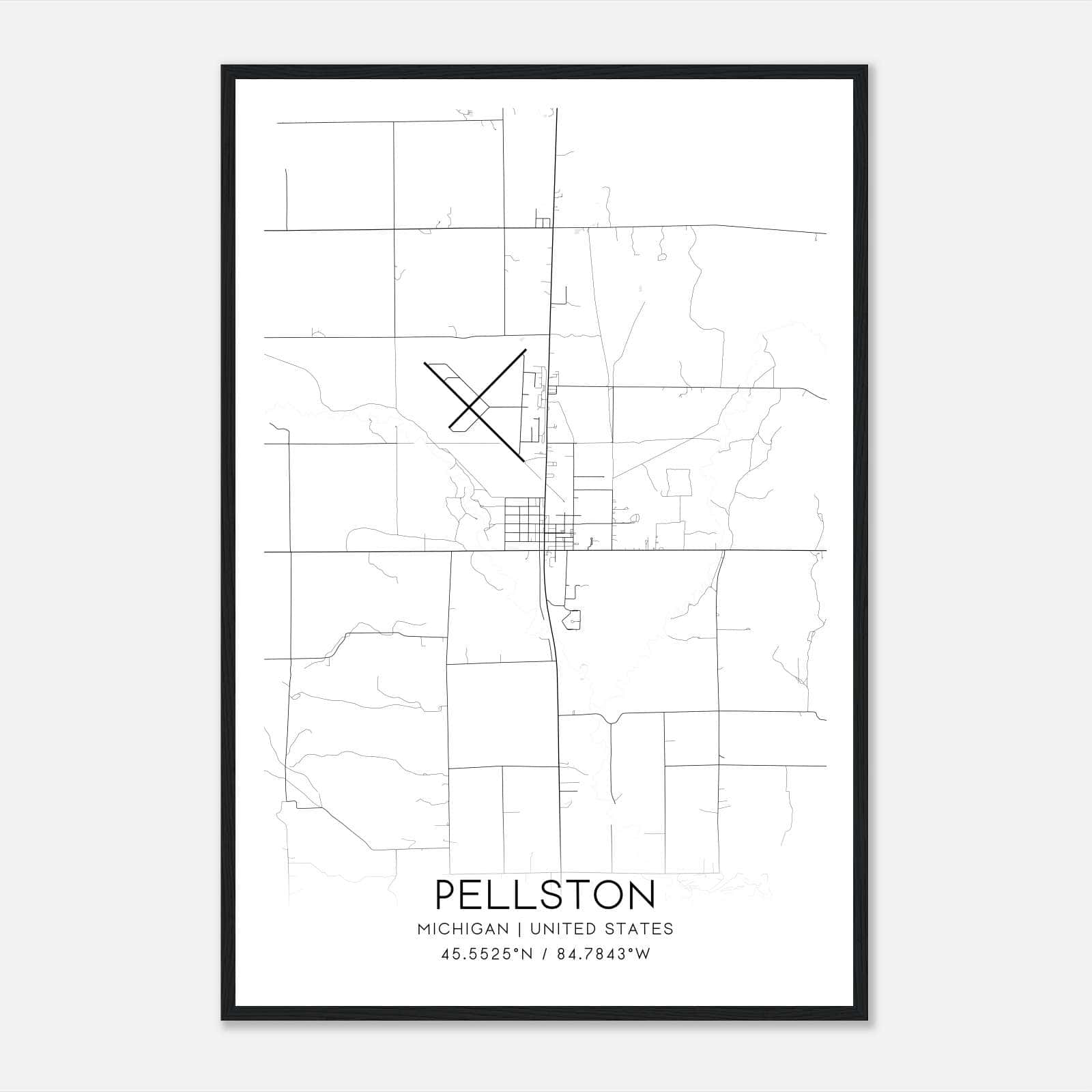 Pellston Michigan Map Poster, Modern Home Decor Wall Art Print Pellston Michigan Map Poster, Modern Home Decor Wall Art Print